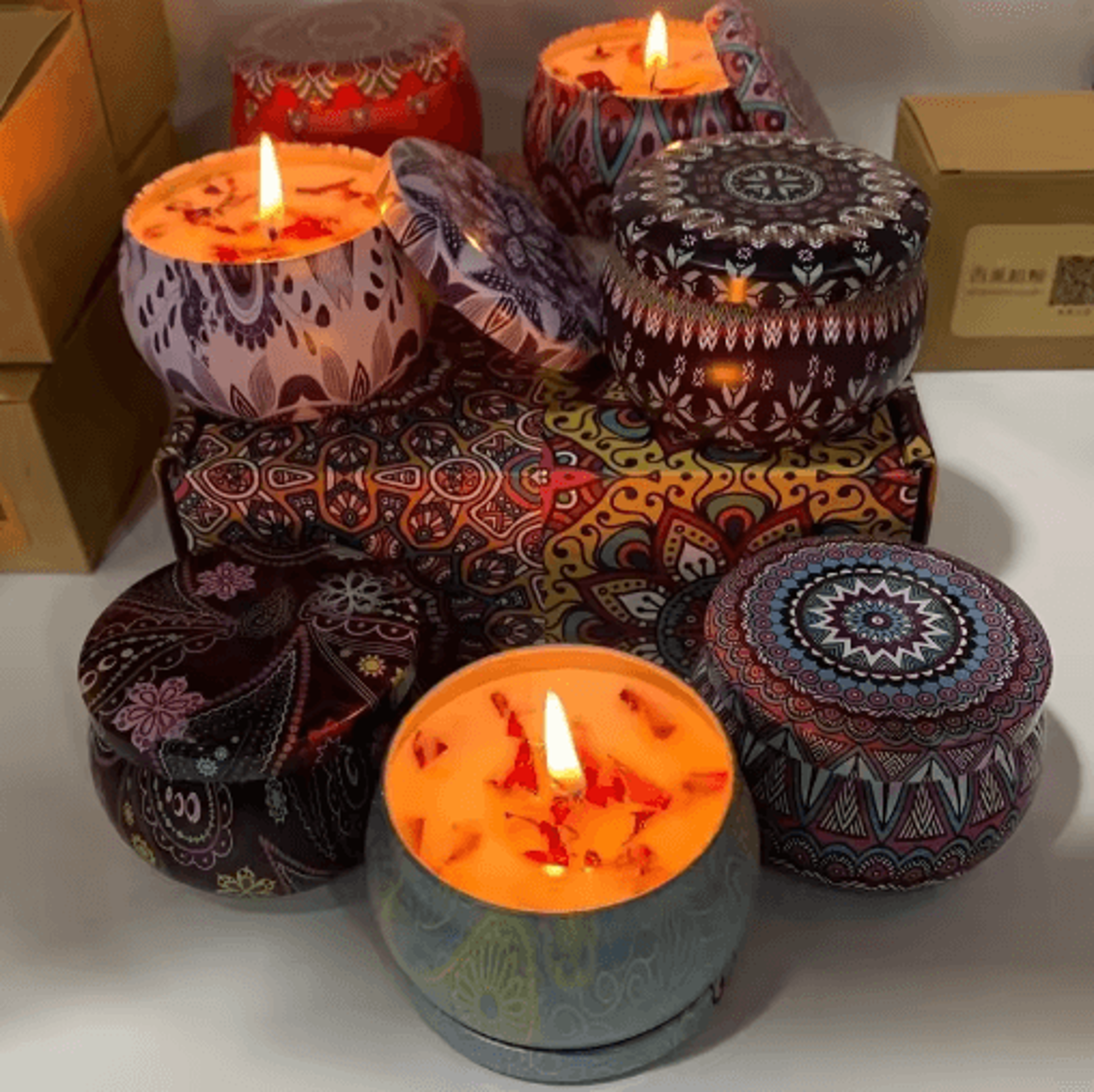 vintage floral scented soy wax candles – 1/4-piece fragrance jar candle set for home, weddings & gifts