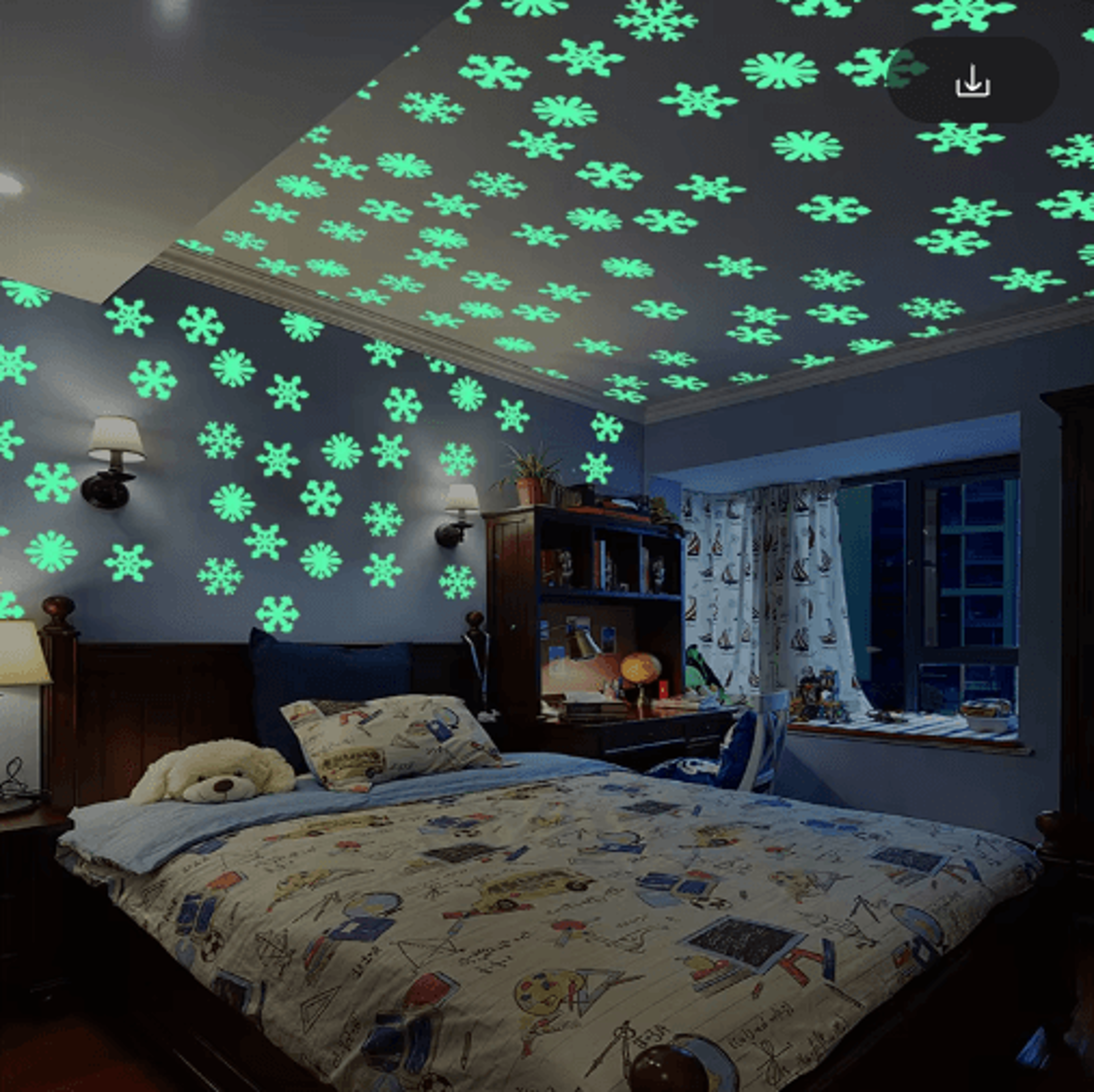 50pcs glow in the dark snowflake wall stickers – luminous kids room & christmas decor