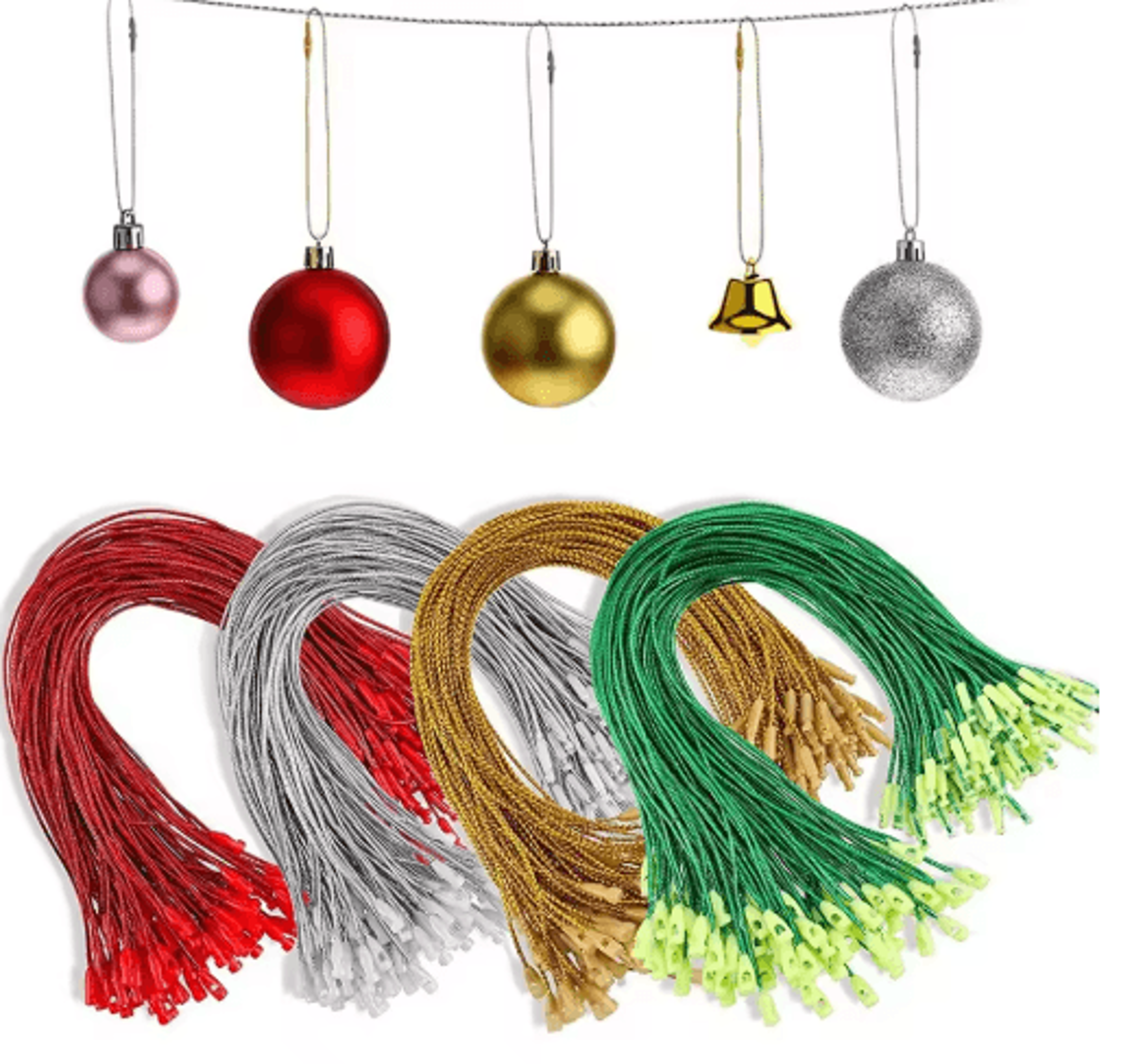 100pcs 20cm christmas ornament hanging strings – polyester snap cords for tree decorations