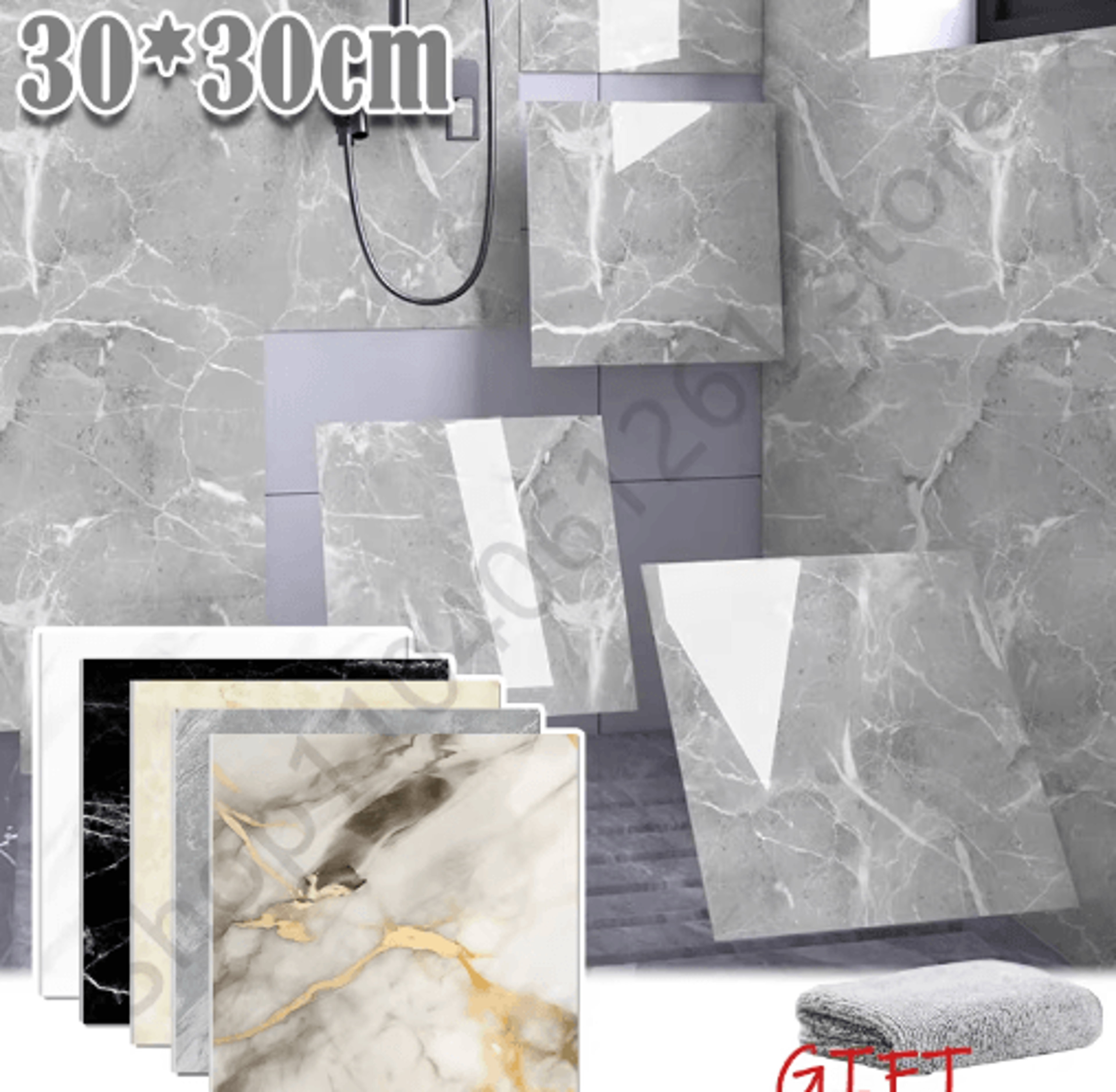 10–50pcs marble peel and stick tiles – waterproof pvc wall & floor stickers