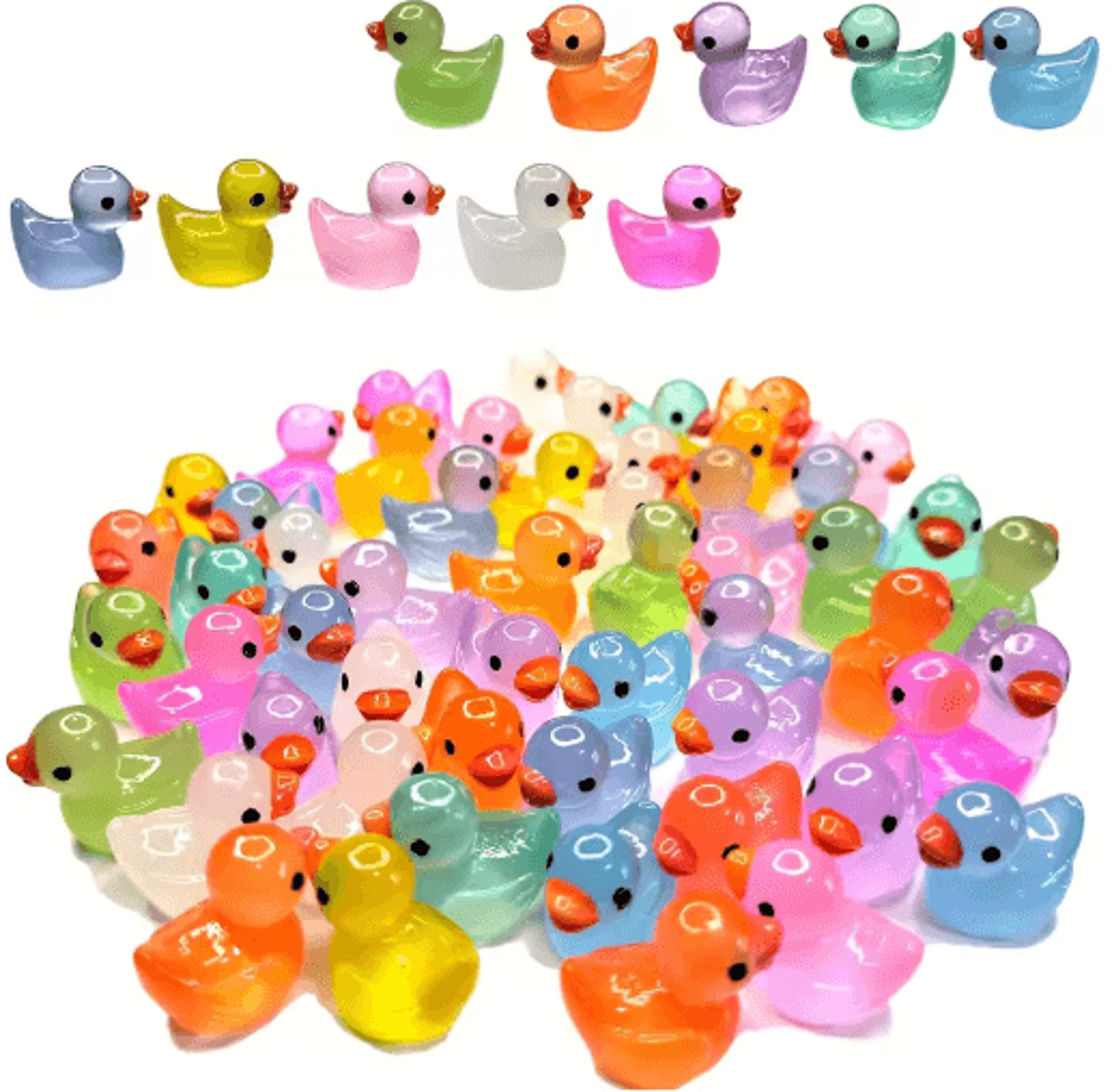 30/60/100pcs glow in the dark mini ducks – luminous fairy garden figurines