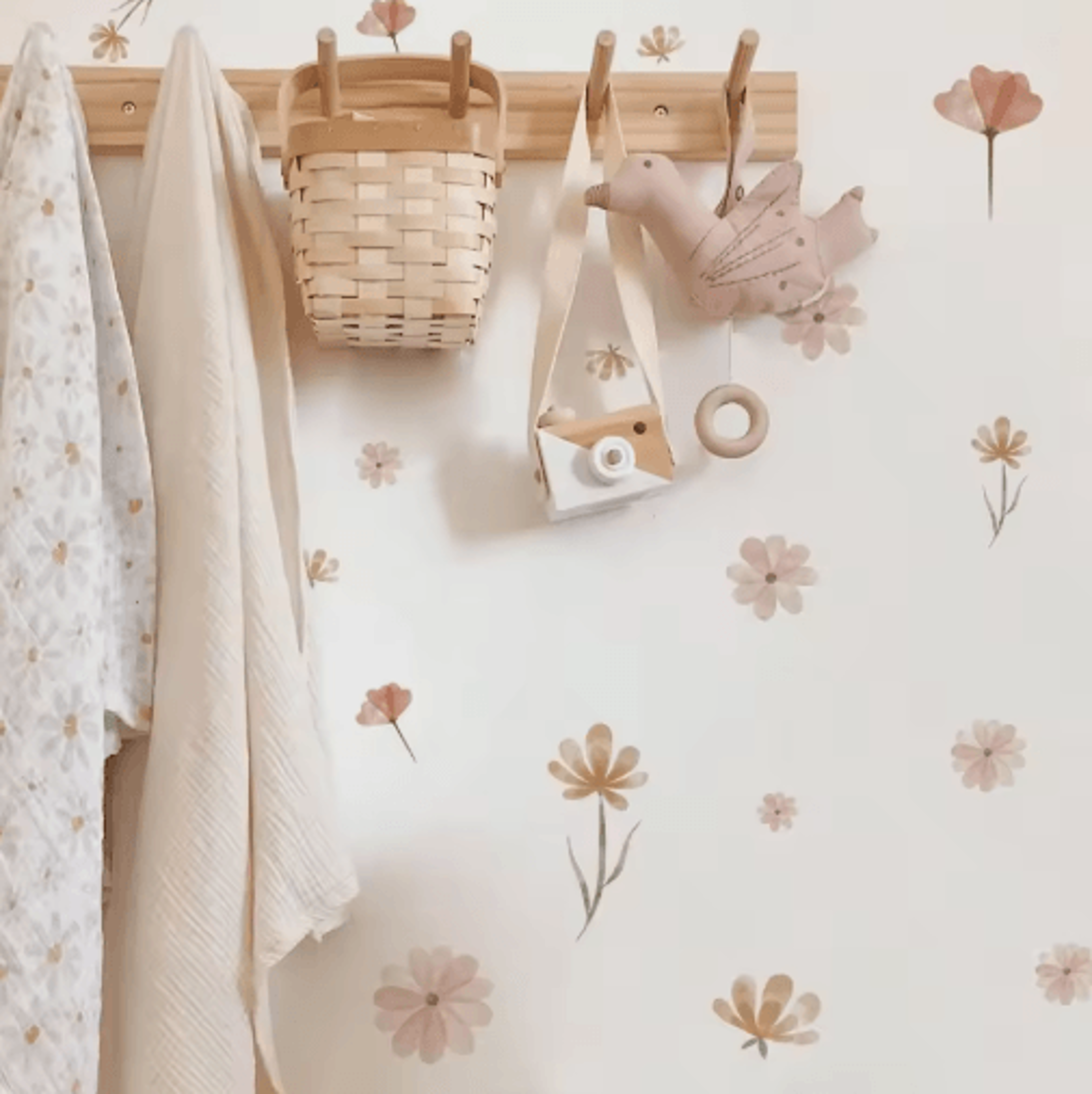 boho watercolor flower wall stickers – removable floral pvc decals