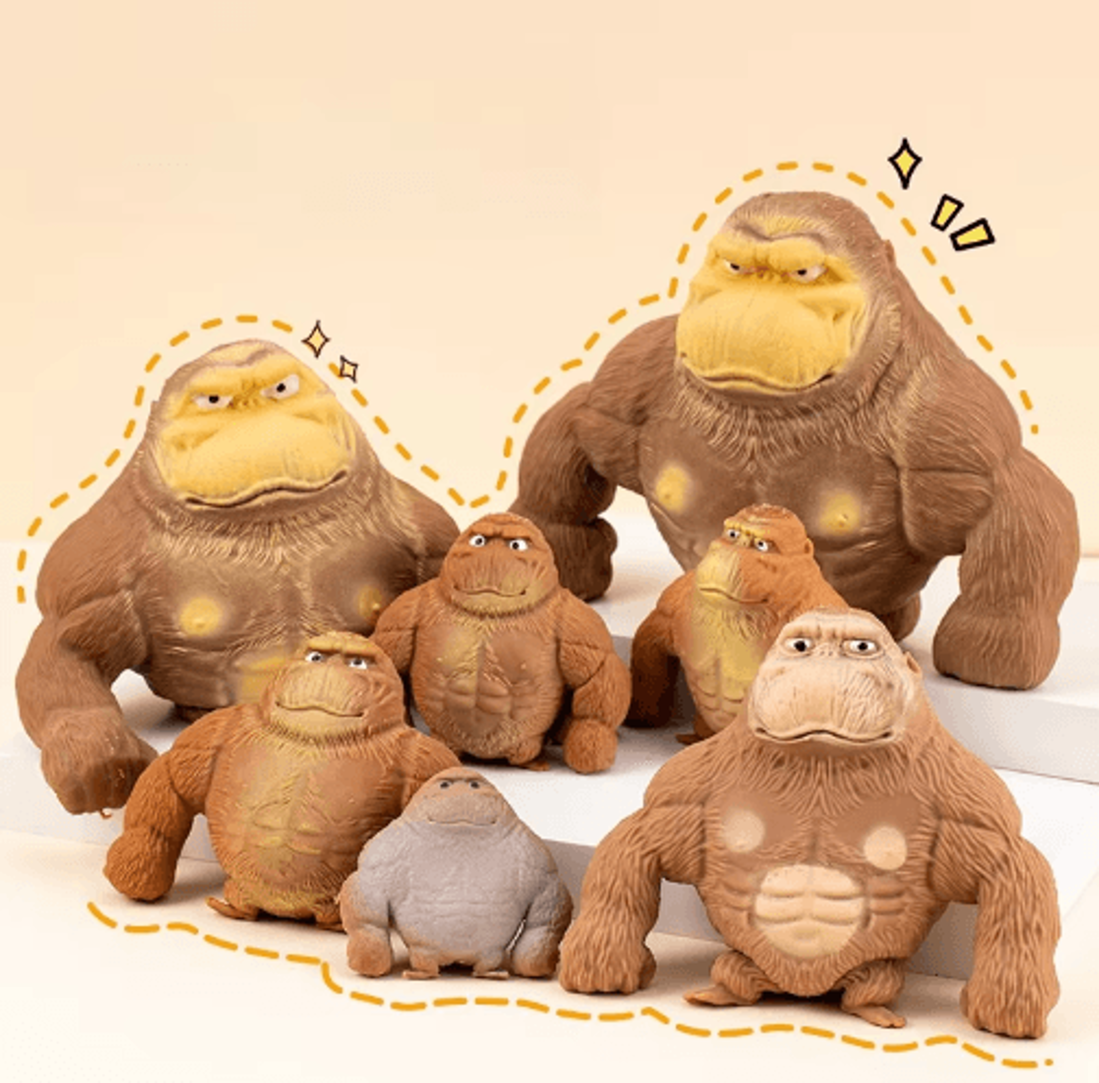 stretchable gorilla squeeze toy – funny monkey figurine & desk decor
