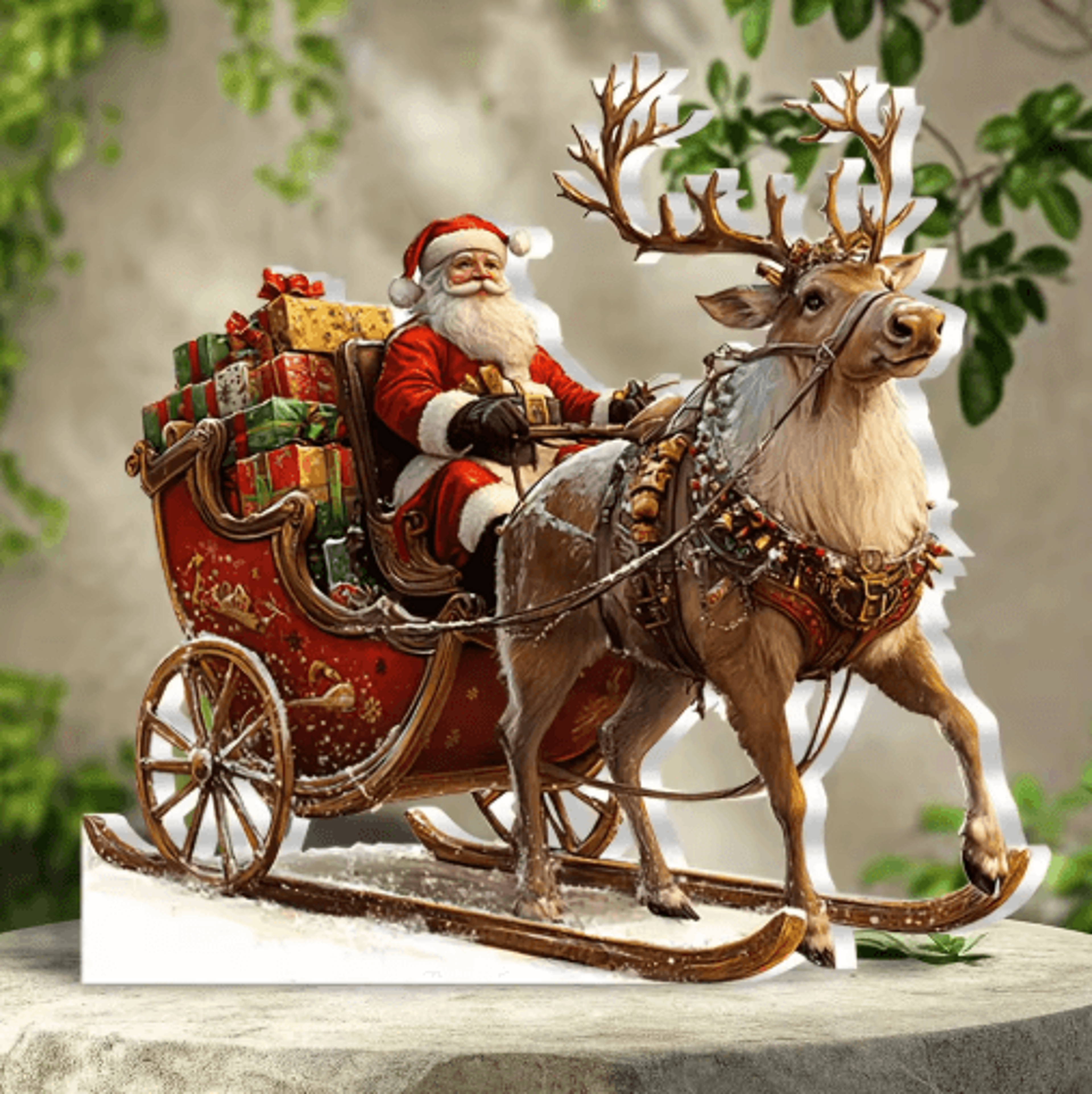 boho 2d christmas desktop ornament – acrylic holiday scene decor
