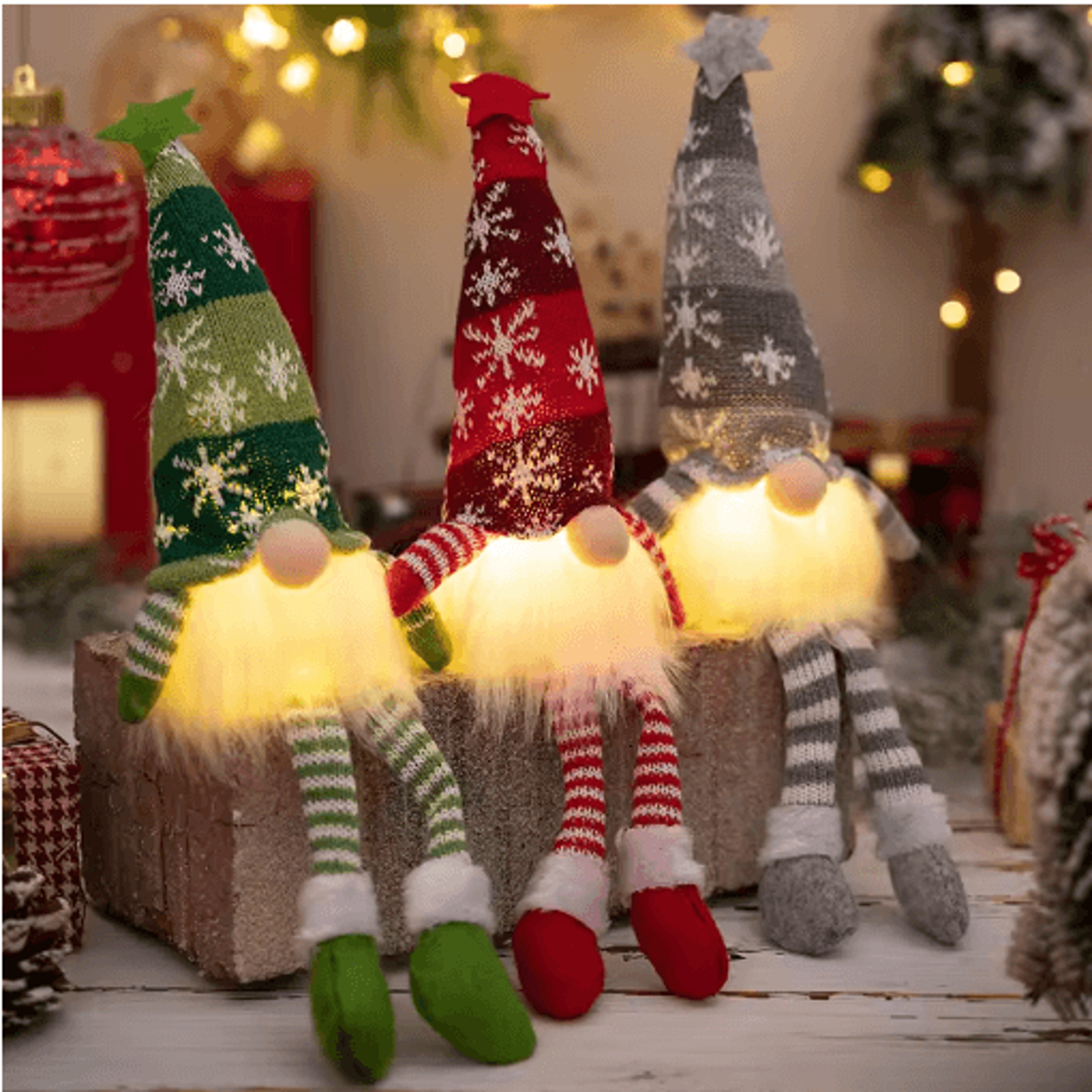 20/30cm led christmas gnome – light-up faceless elf holiday decor