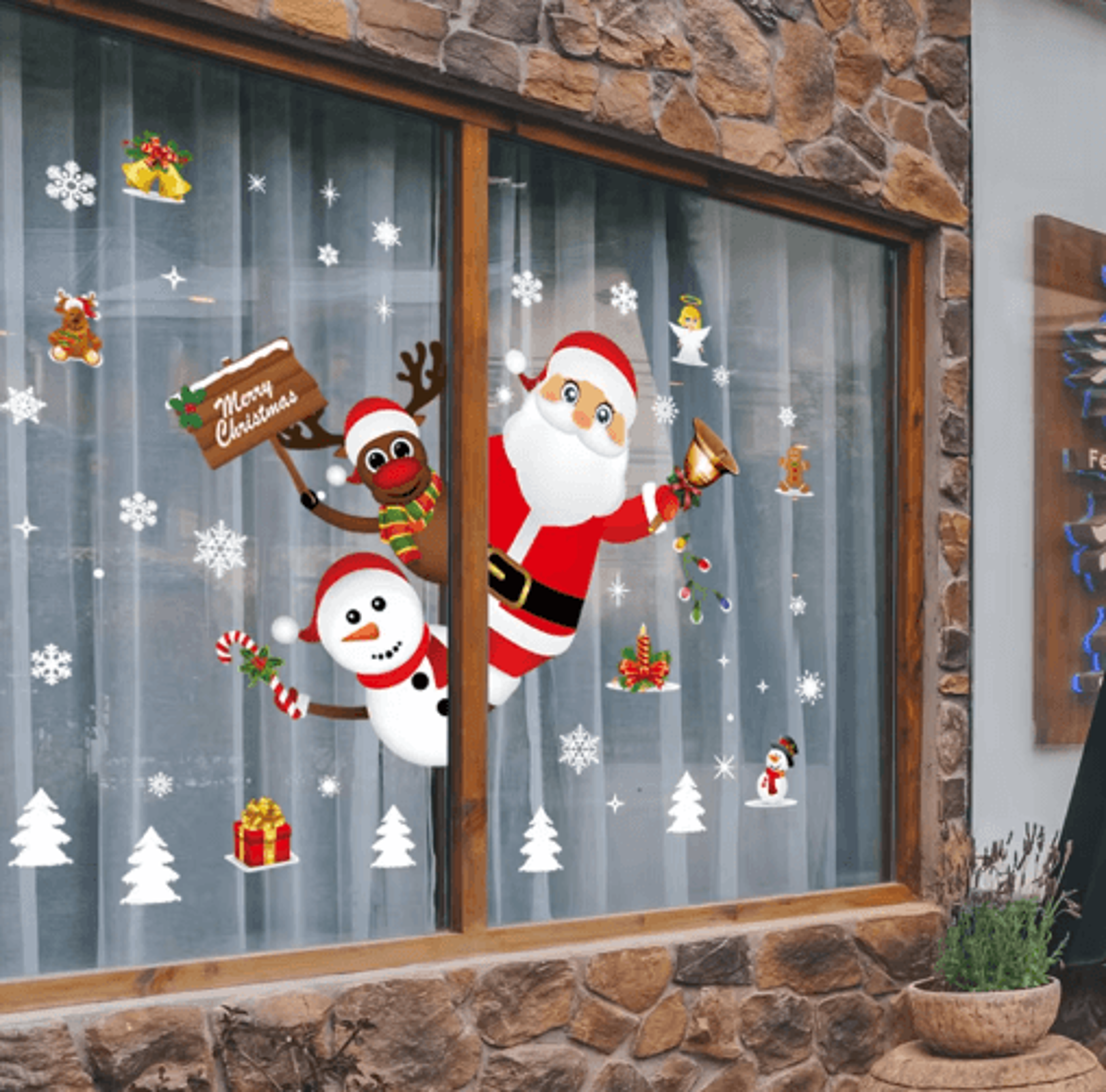 merry christmas window stickers – festive holiday wall & glass decals