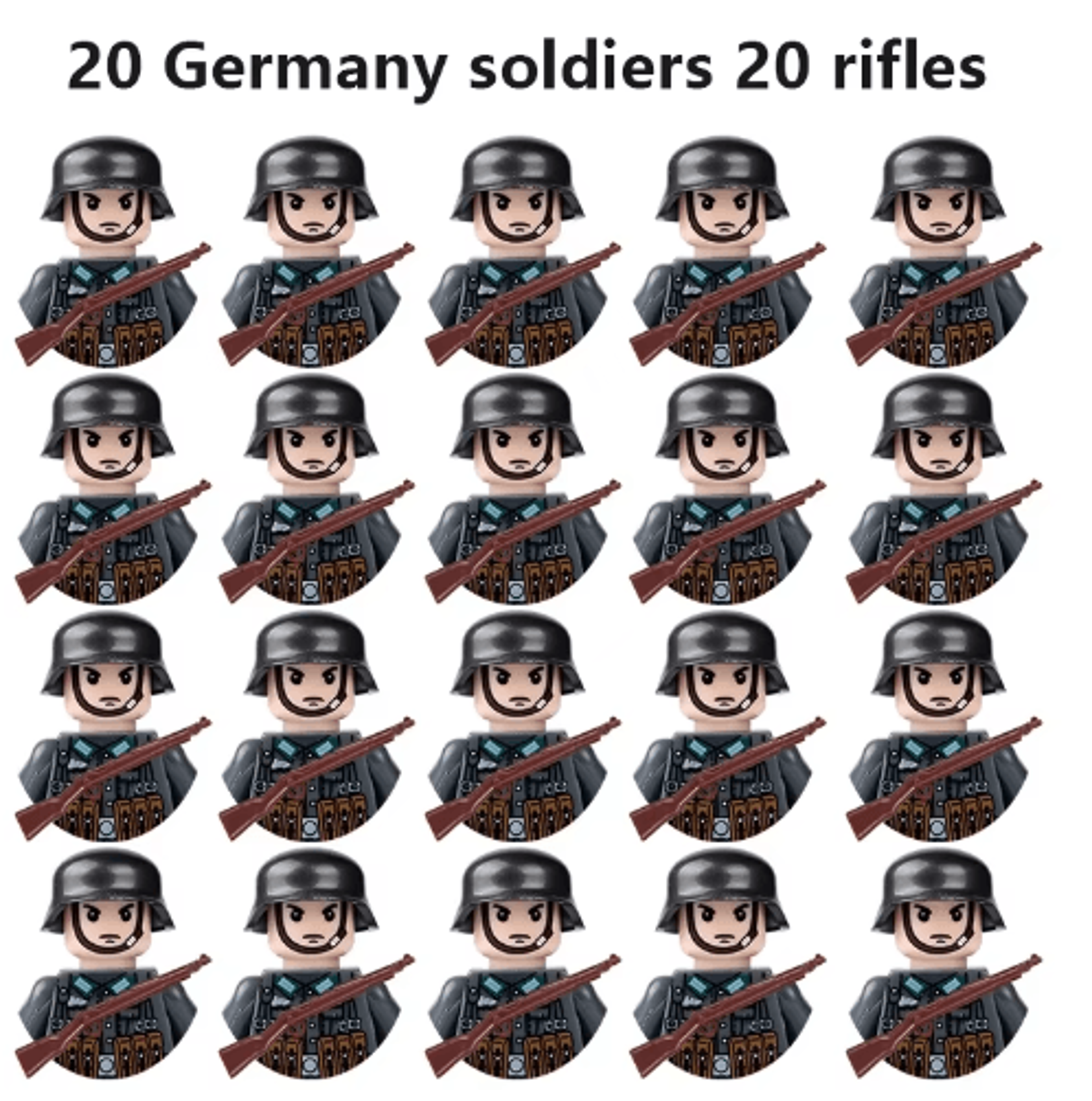 20pcs wwii military soldier building block figures – historical army miniatures