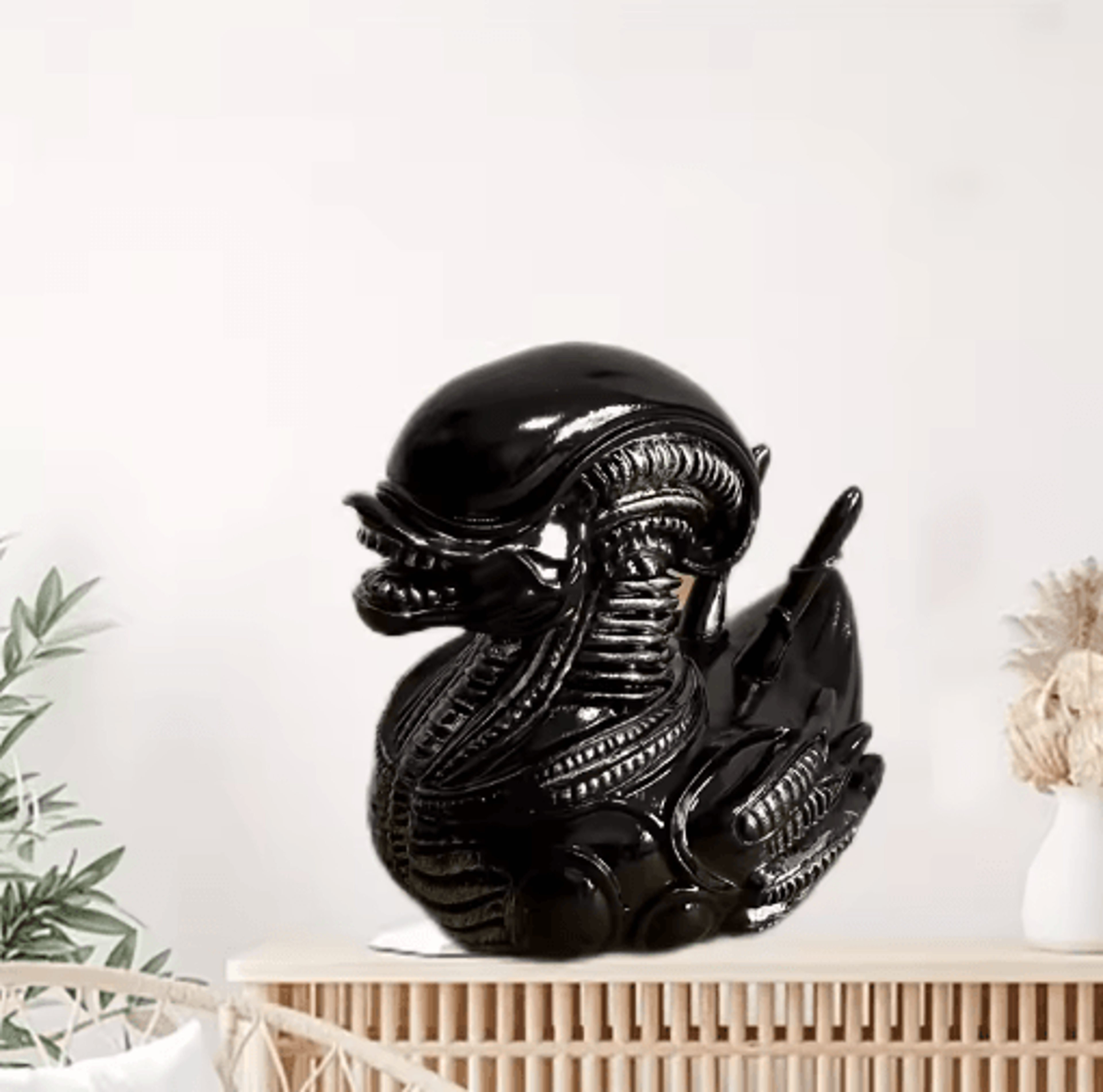 alien duck resin statue – funny evil duck desk & car dashboard decor