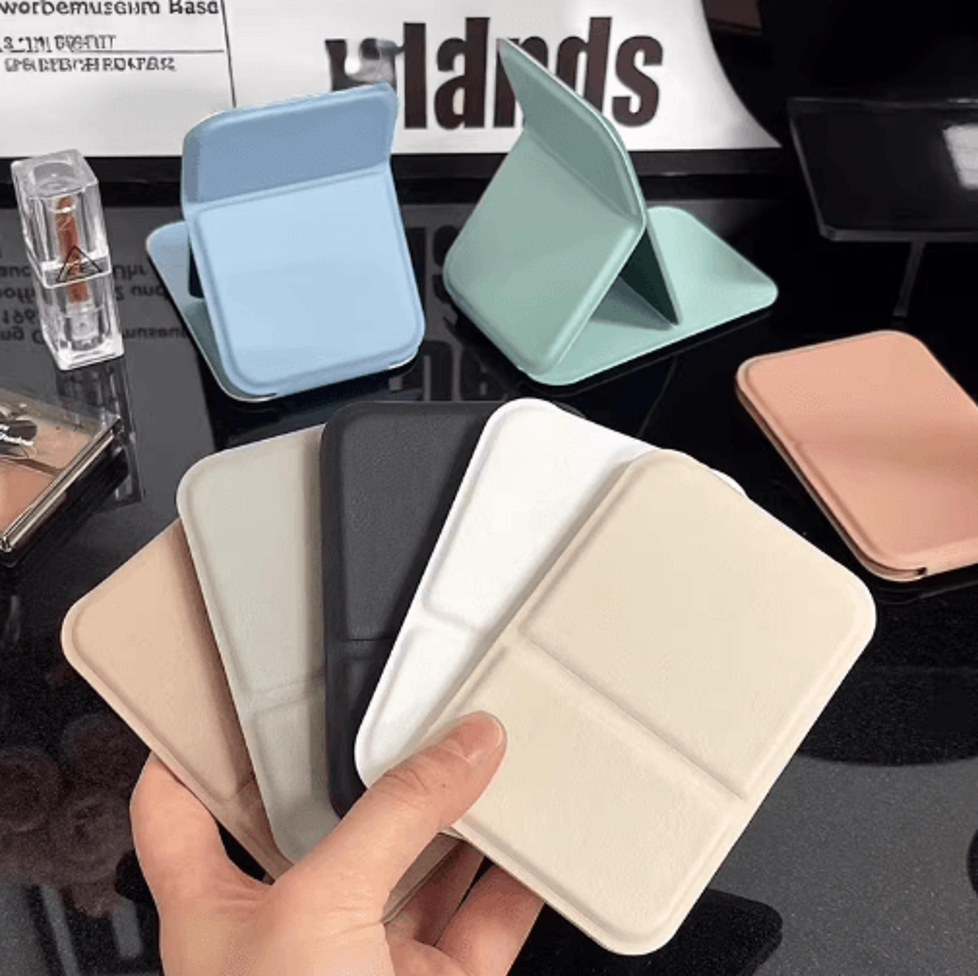 portable folding makeup mirror – hd mini desktop & travel mirror