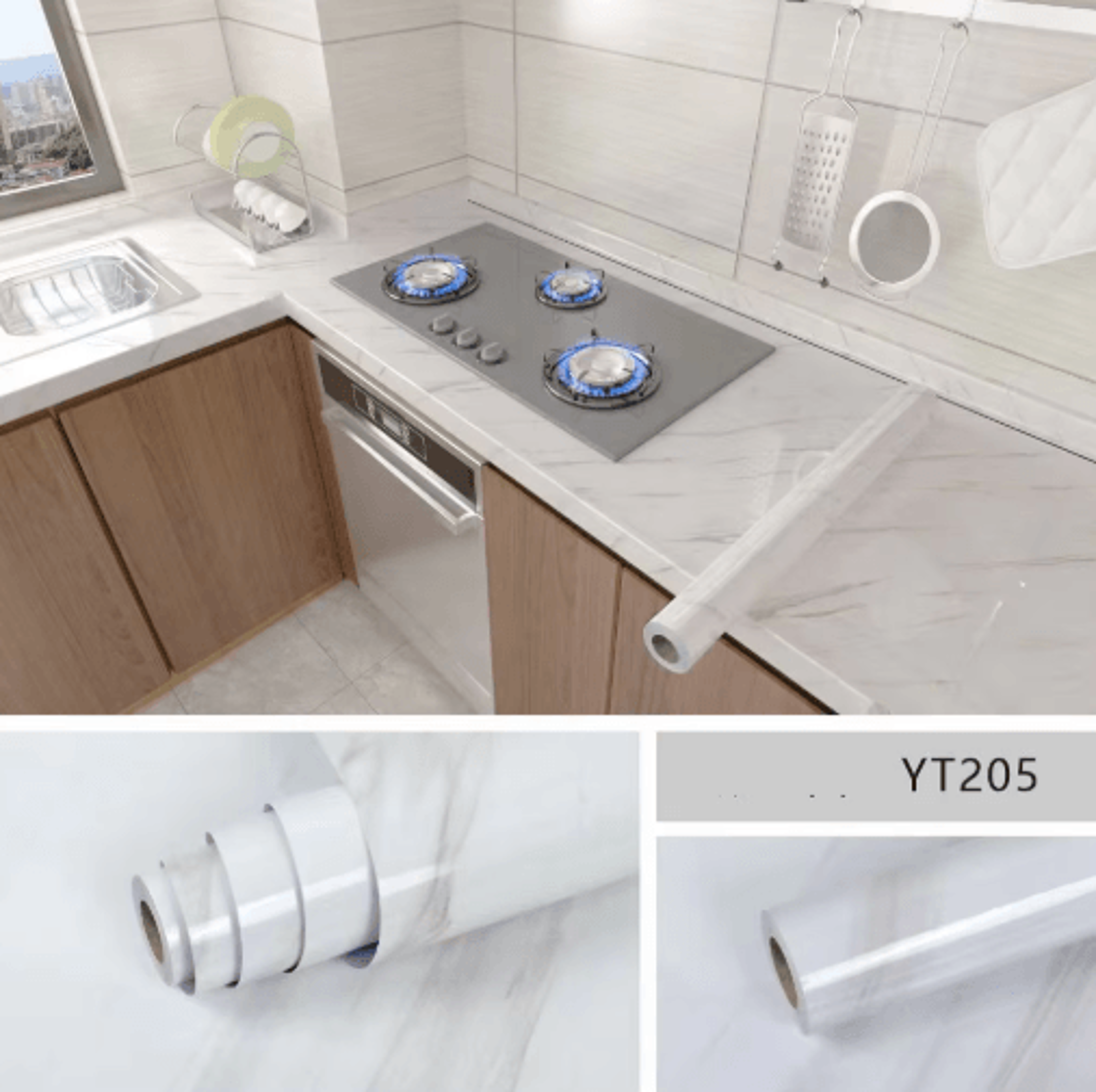 marble peel and stick countertop film – waterproof kitchen & cabinet renovation sticker