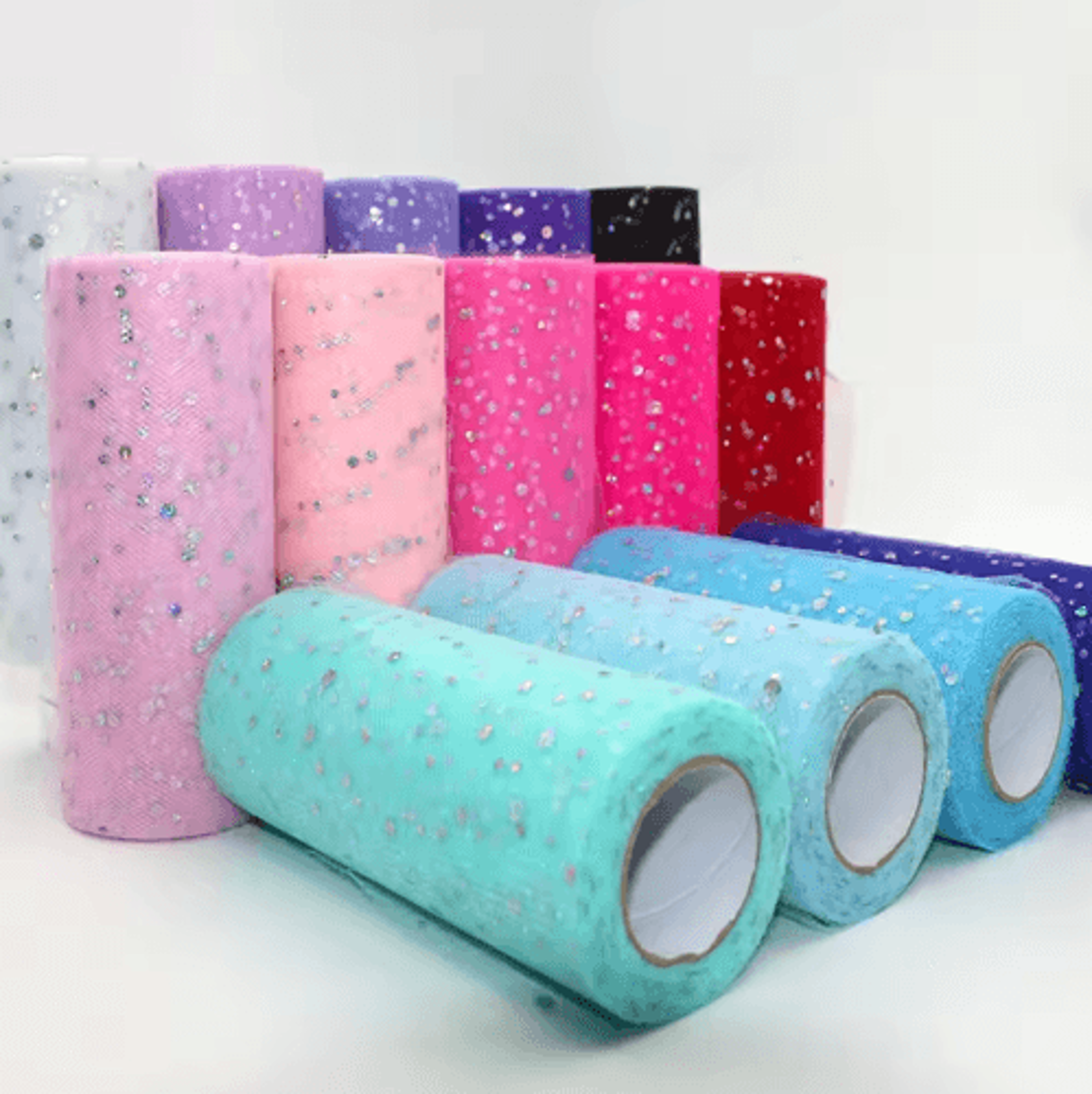 10-yard glitter sequin tulle roll for tutu crafts and party decor