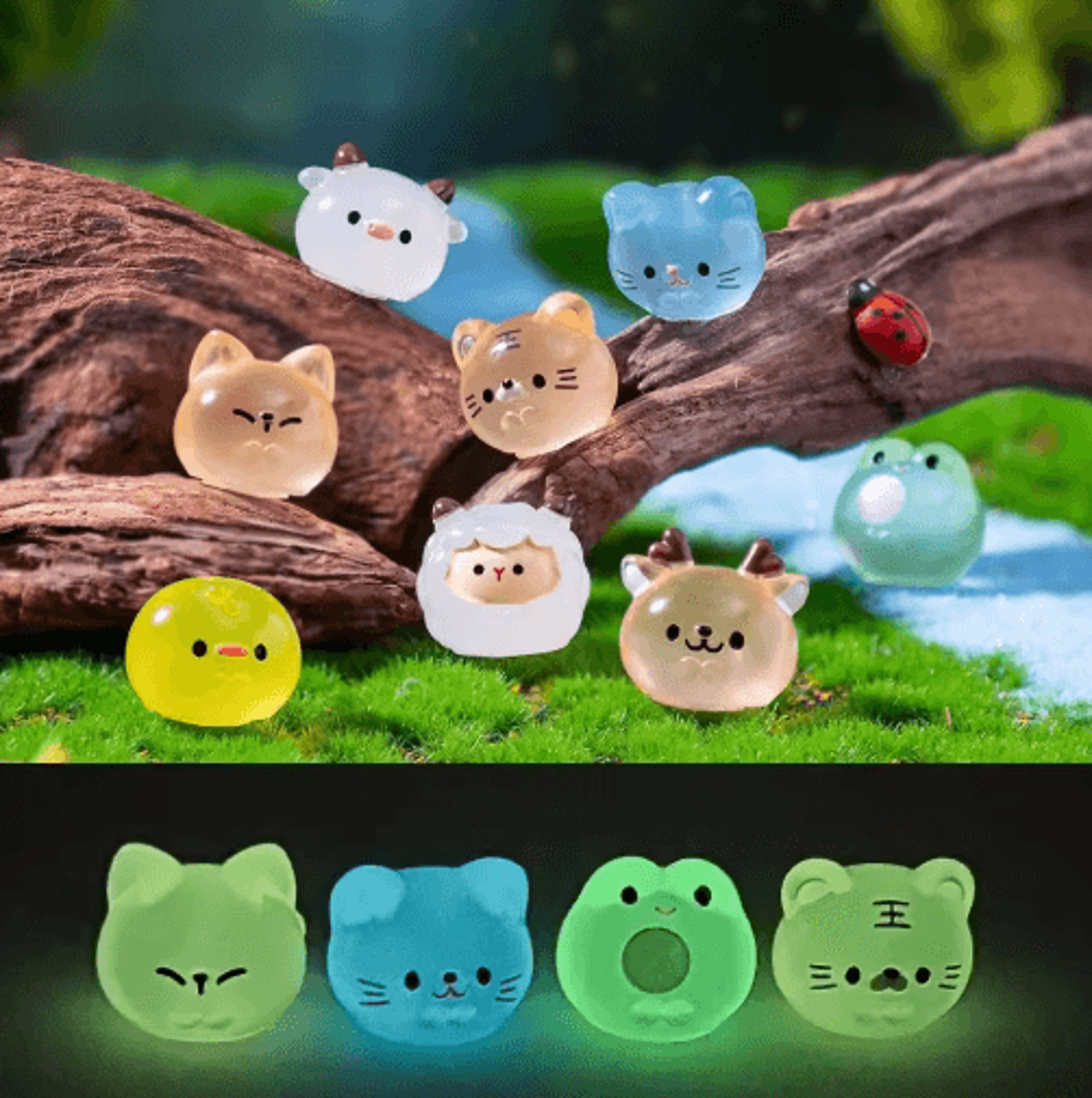 12-piece glow in the dark mini resin animal figurines