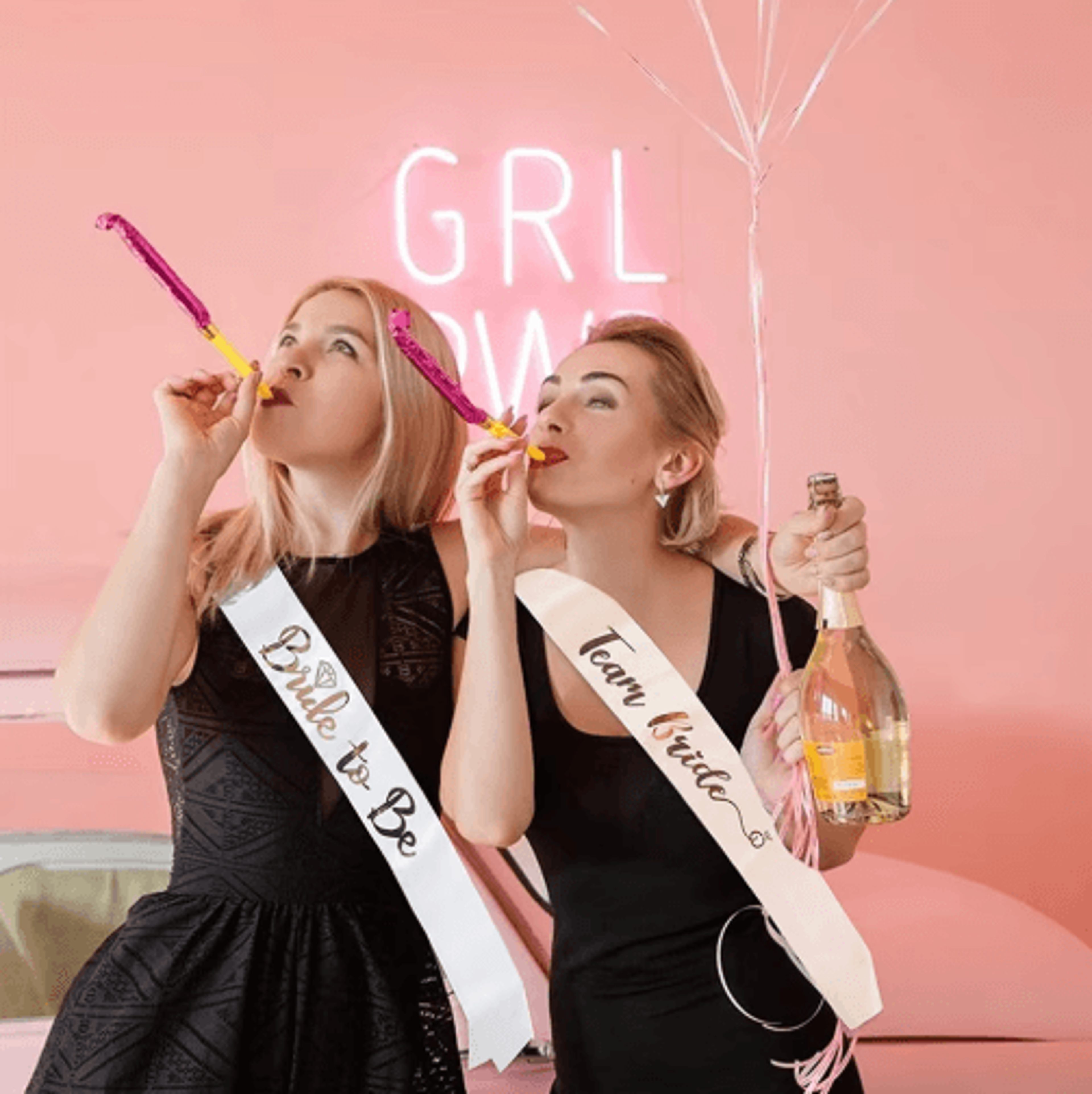 rose gold team bride satin sash set for bachelorette parties