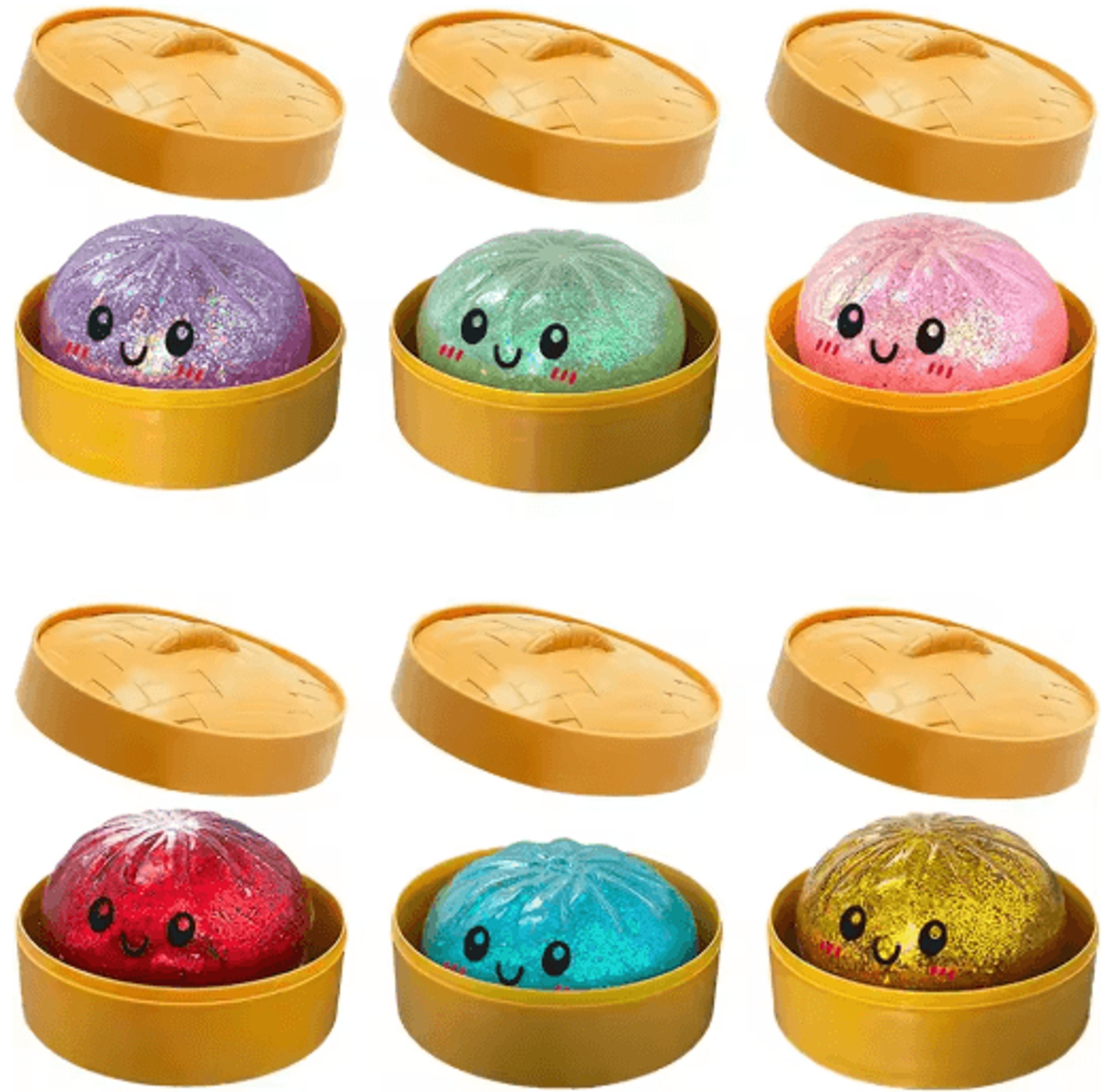 dumpling squishy toy with bamboo steamer box for stress relief