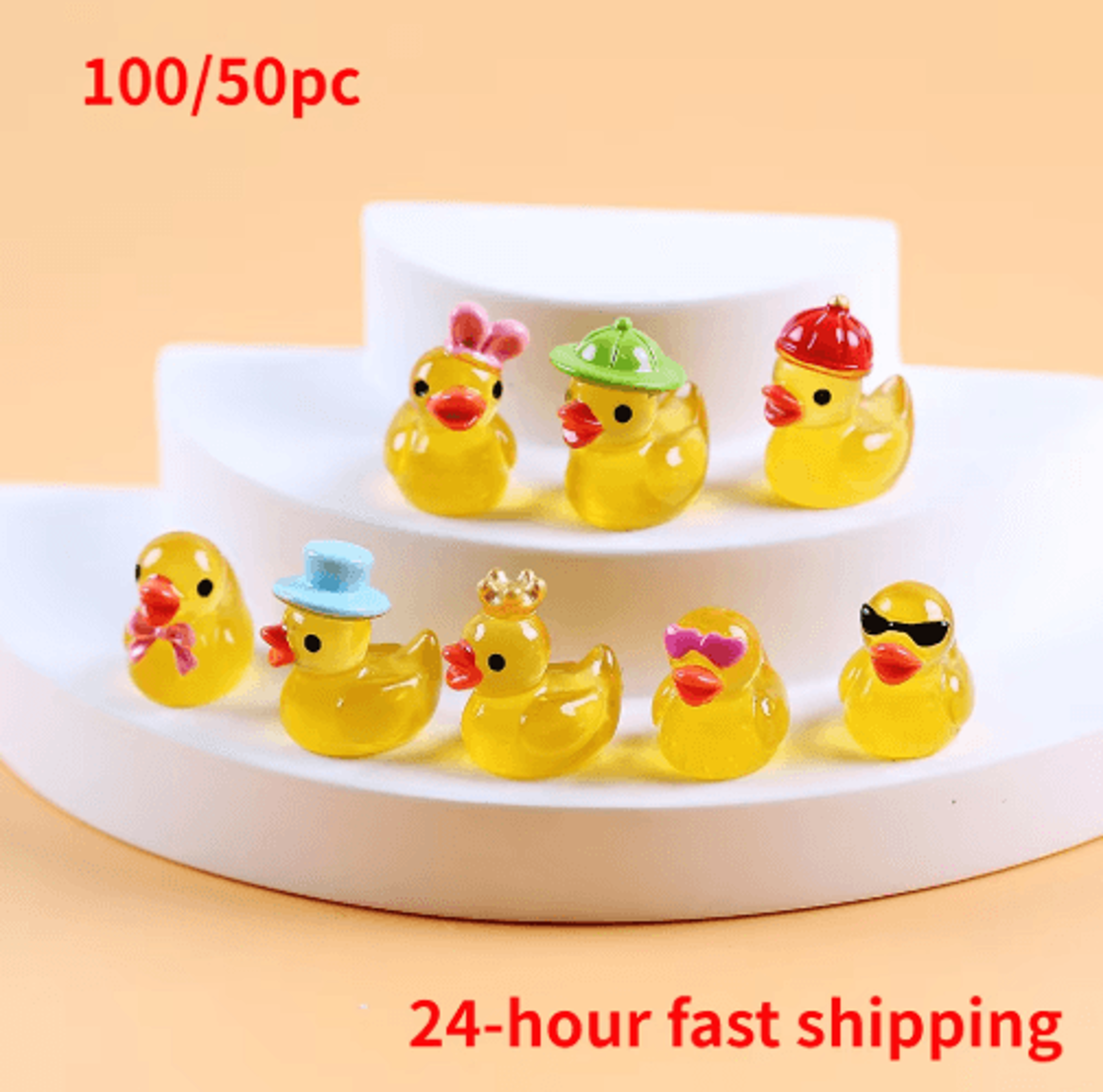 50/100-piece mini luminous yellow duck figurines for fairy gardens