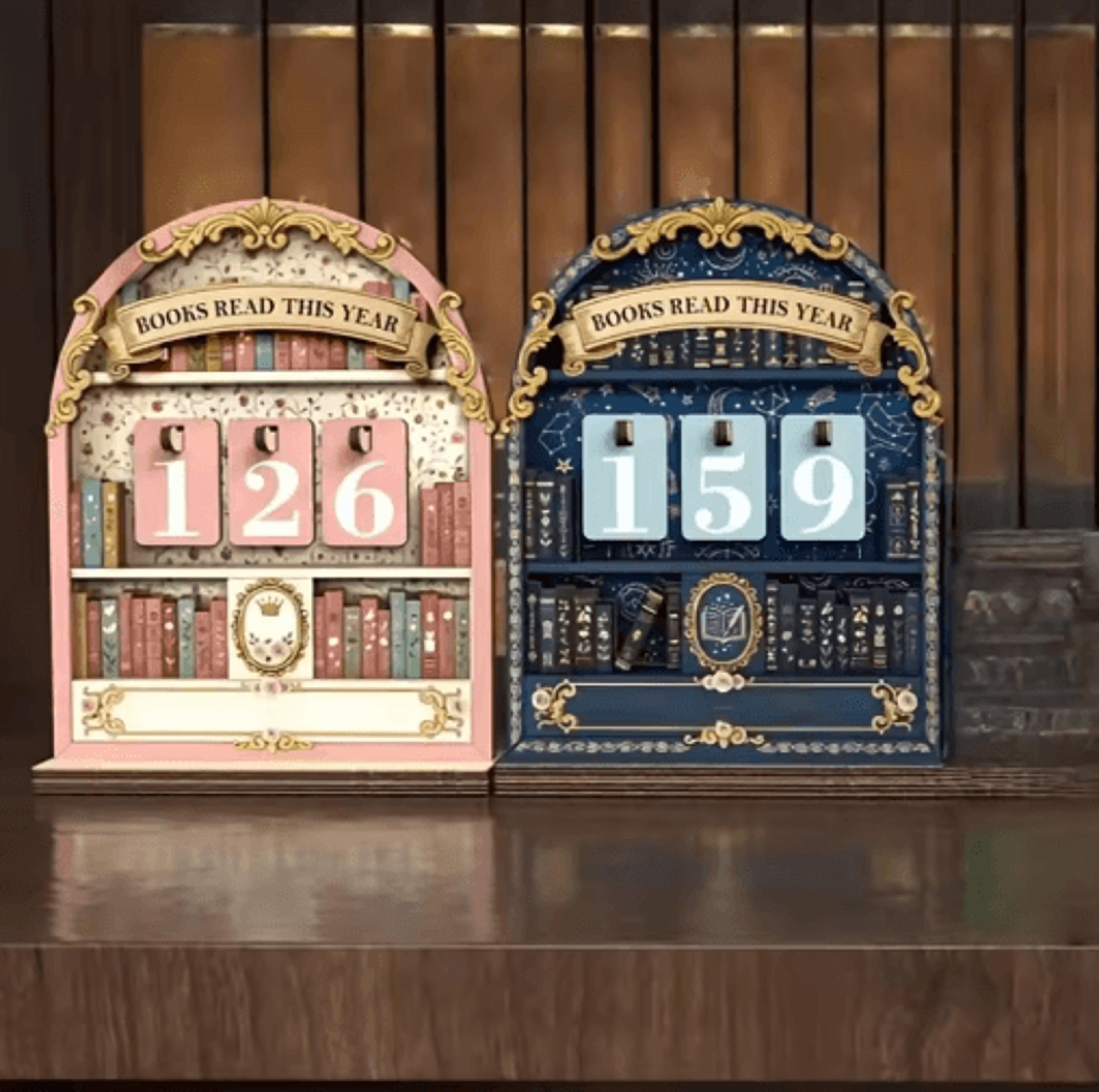 vintage wooden book reading tracker counter up to 999