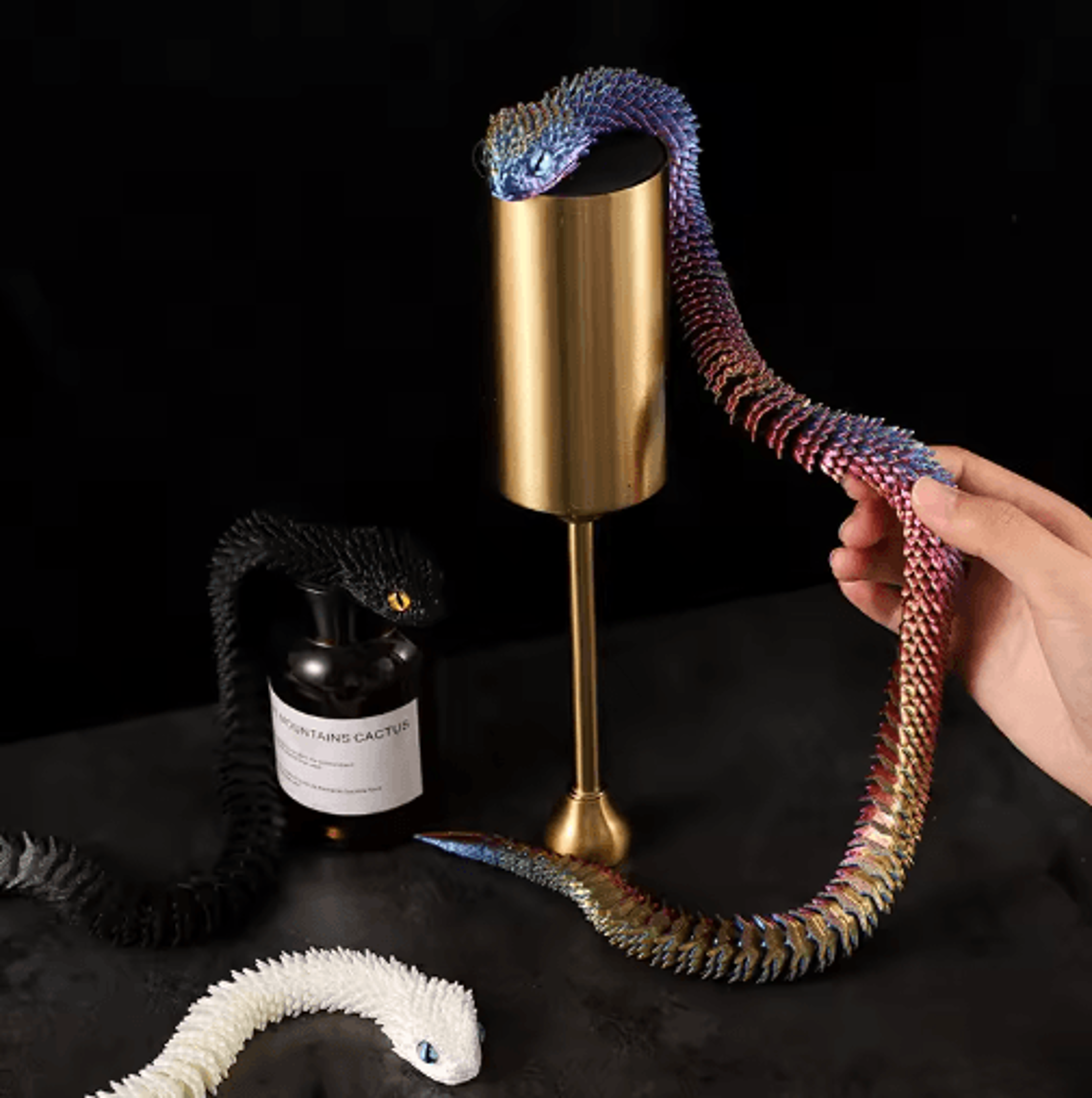 30/60/80cm luminous 3d printed articulated snake figurine
