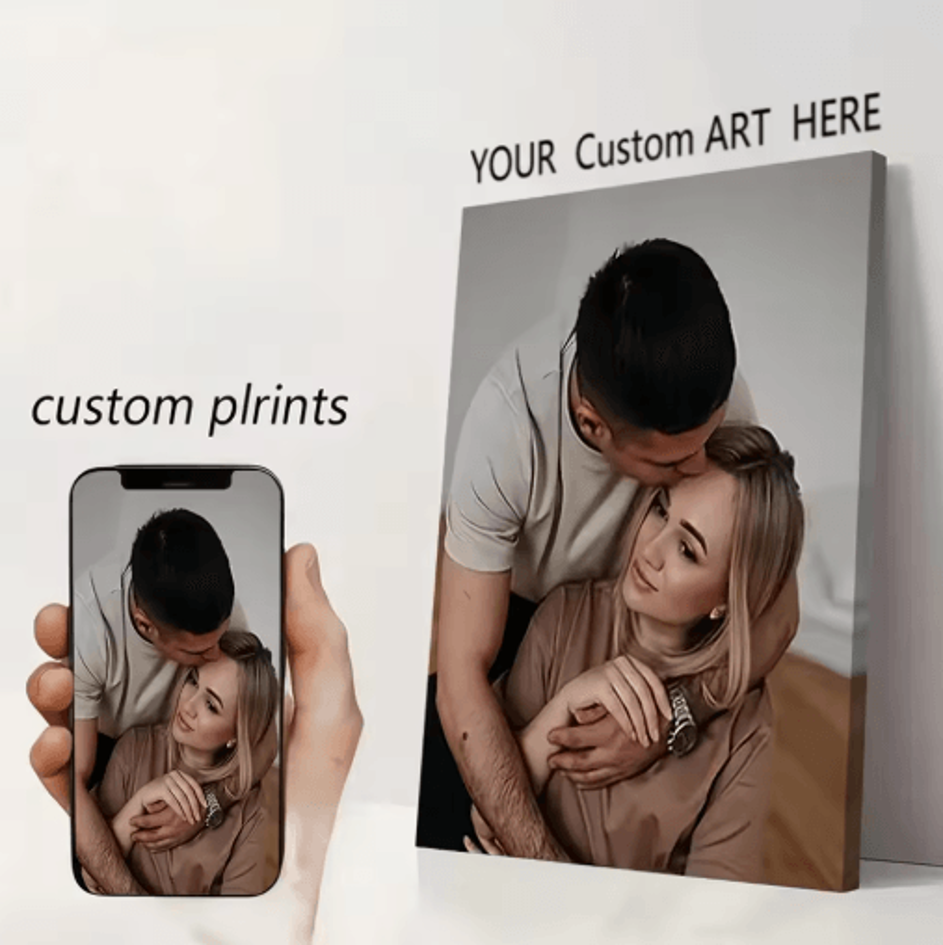custom photo canvas print personalized family, pet and wedding wall art