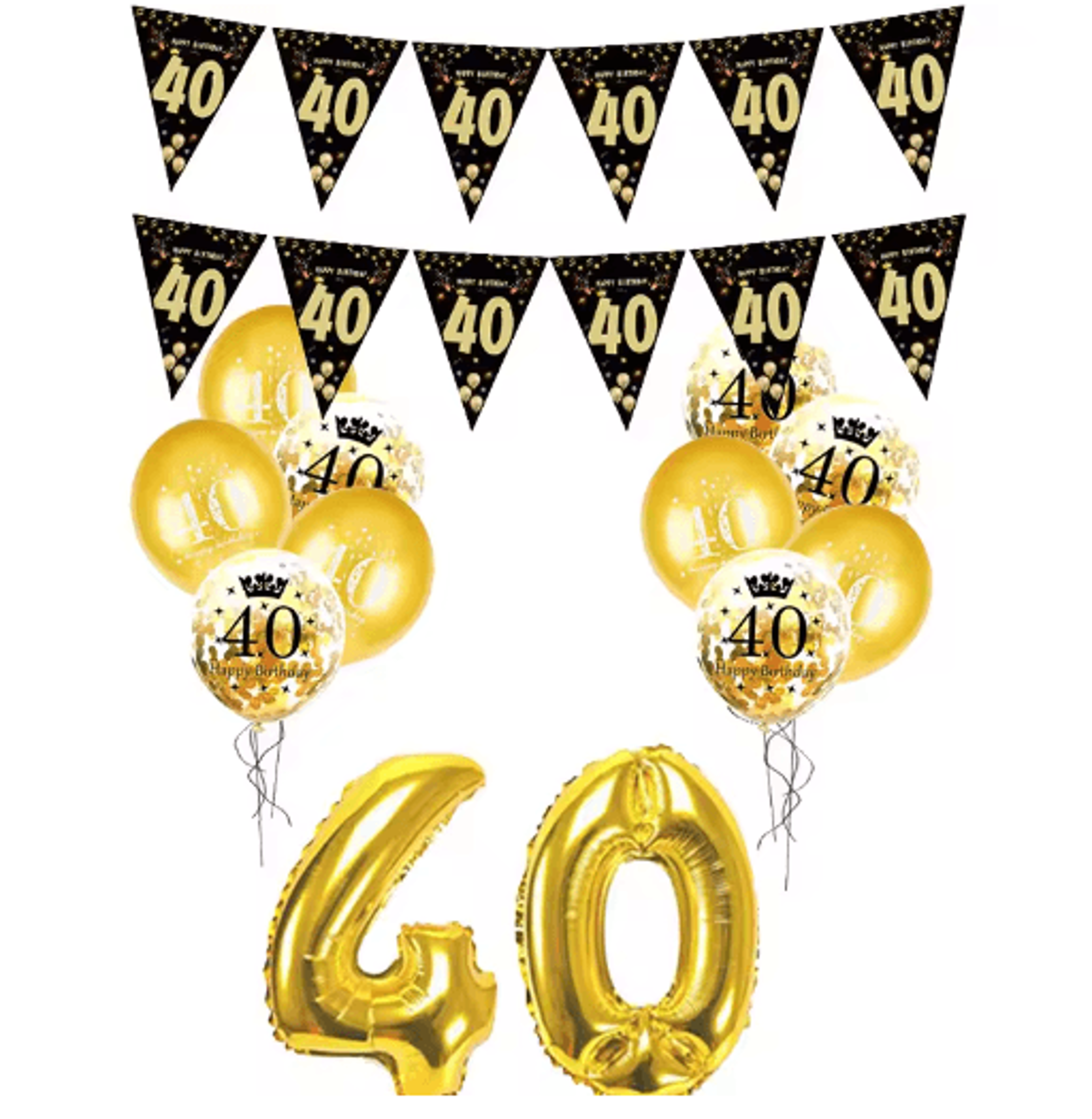 30th 40th 50th 60th birthday banner with number balloons