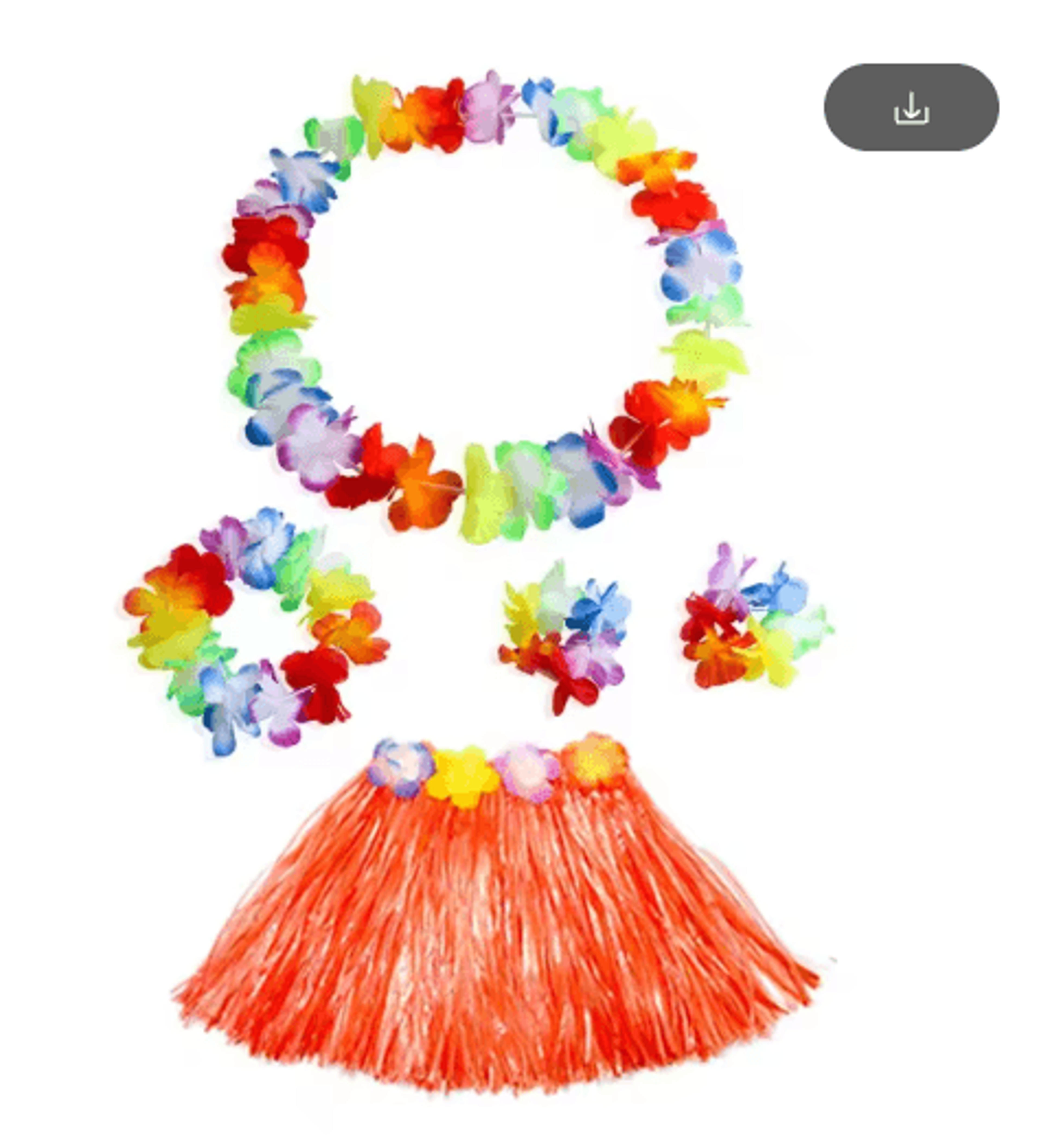 kids hawaiian luau grass skirt and flower lei costume set
