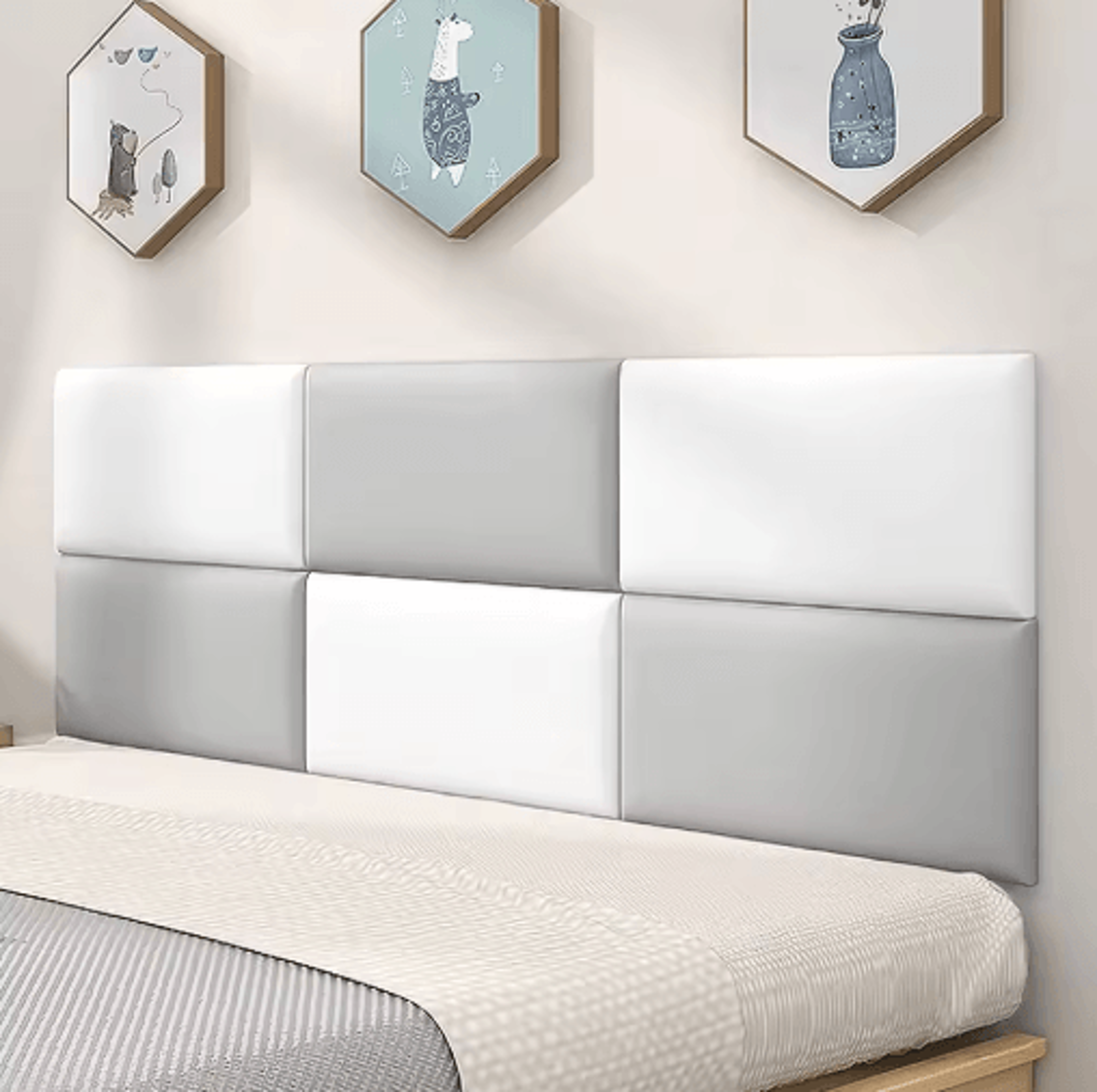 5-piece 3d peel and stick padded wall panels for headboards and playrooms