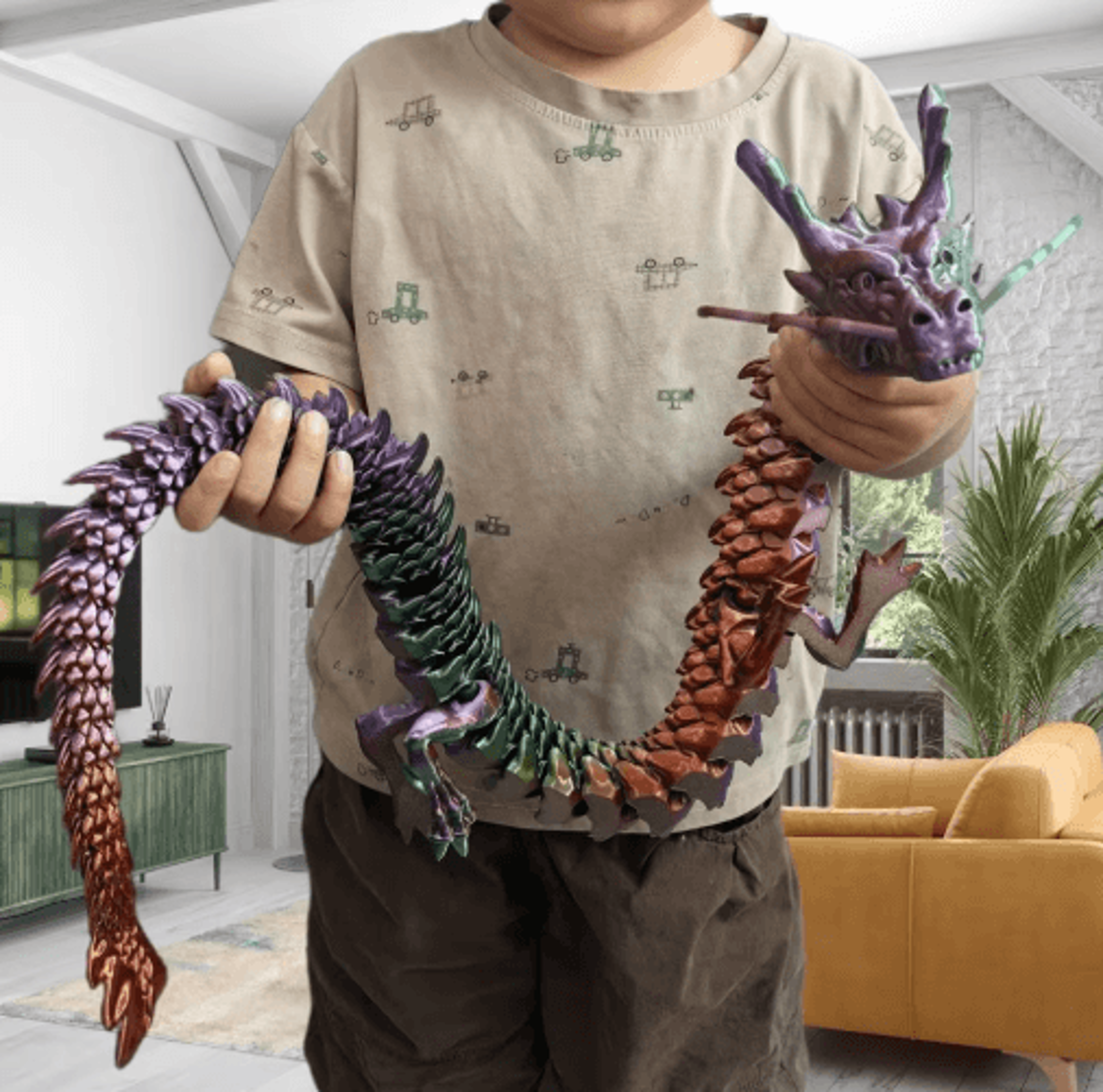 30/90cm 3d printed articulated dragon figurine for home and aquarium decor