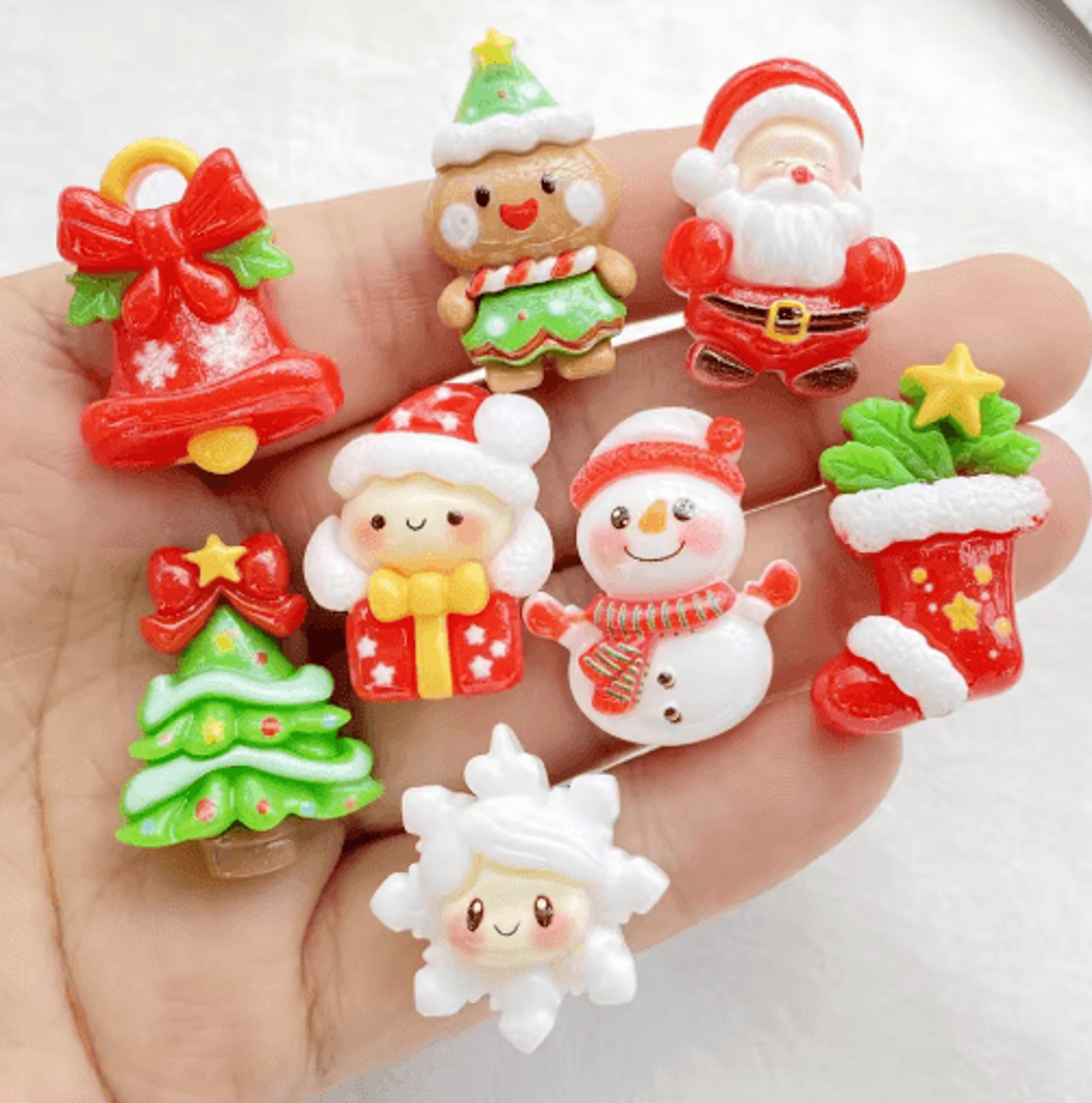 10-piece christmas resin cabochons for diy crafts and jewelry