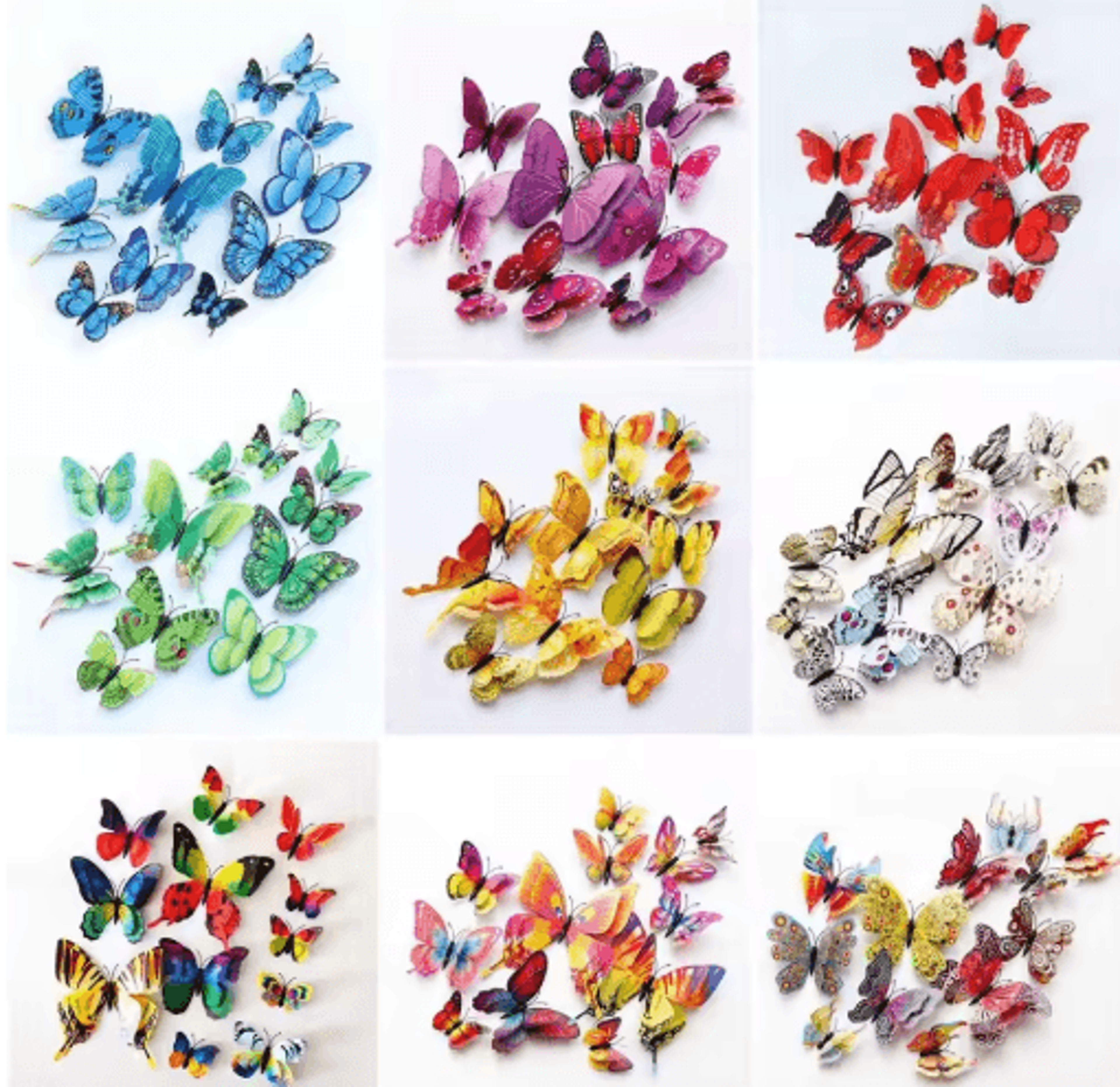 12-piece colorful 3d butterfly wall stickers for home and wedding decor