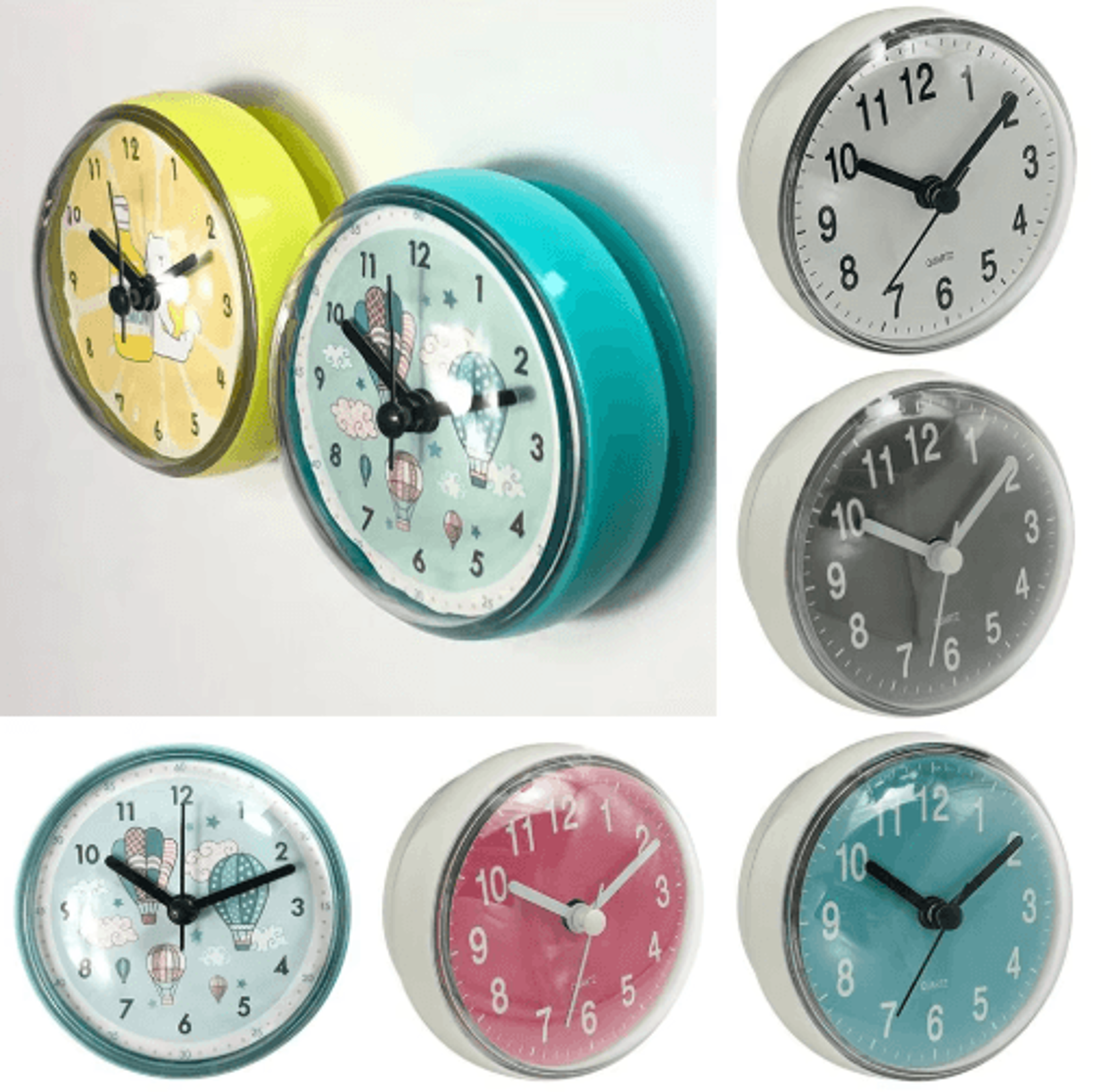 7cm mini waterproof suction wall clock for bathroom and kitchen