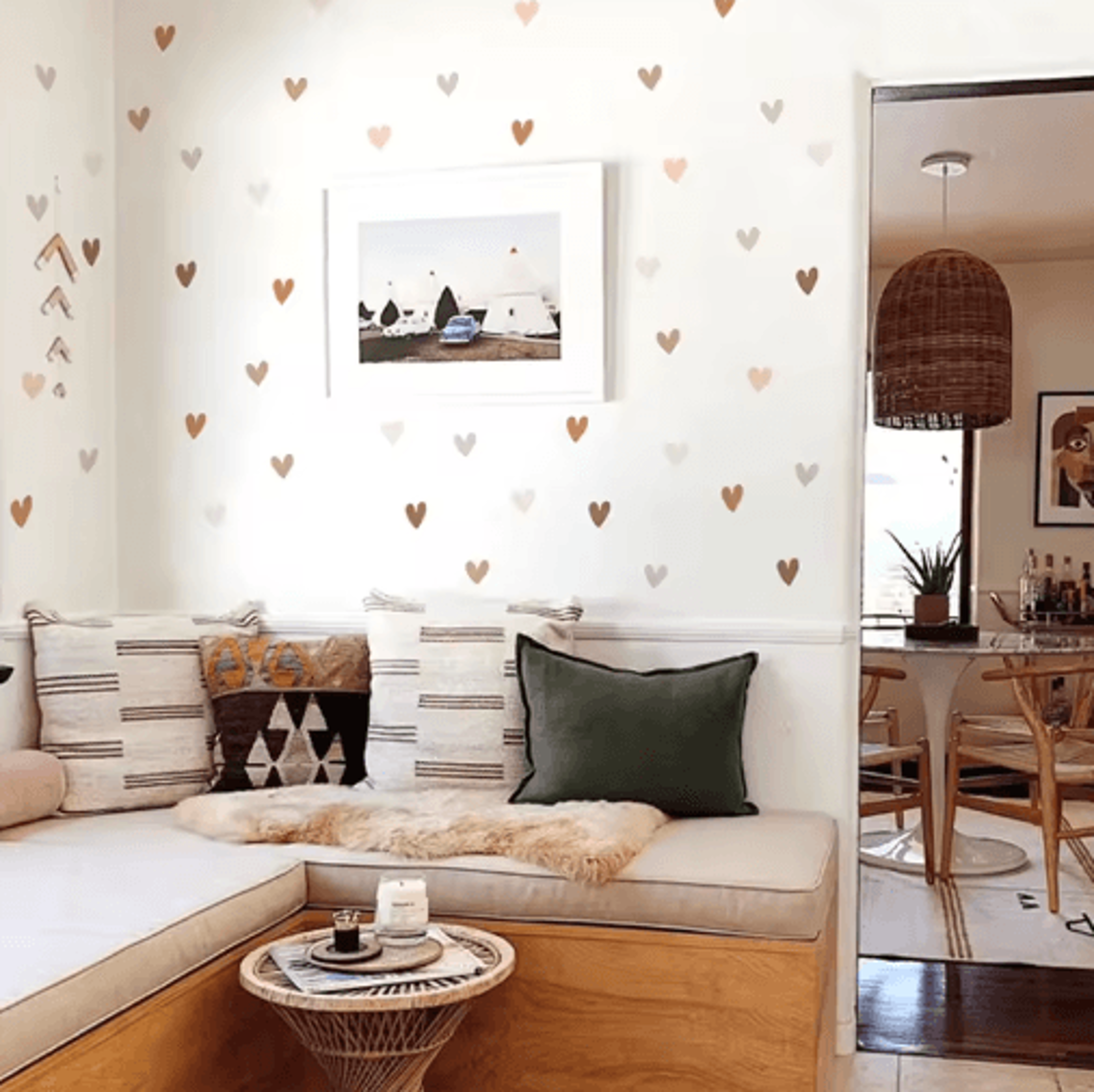 boho heart wall stickers for kids bedroom and nursery decor