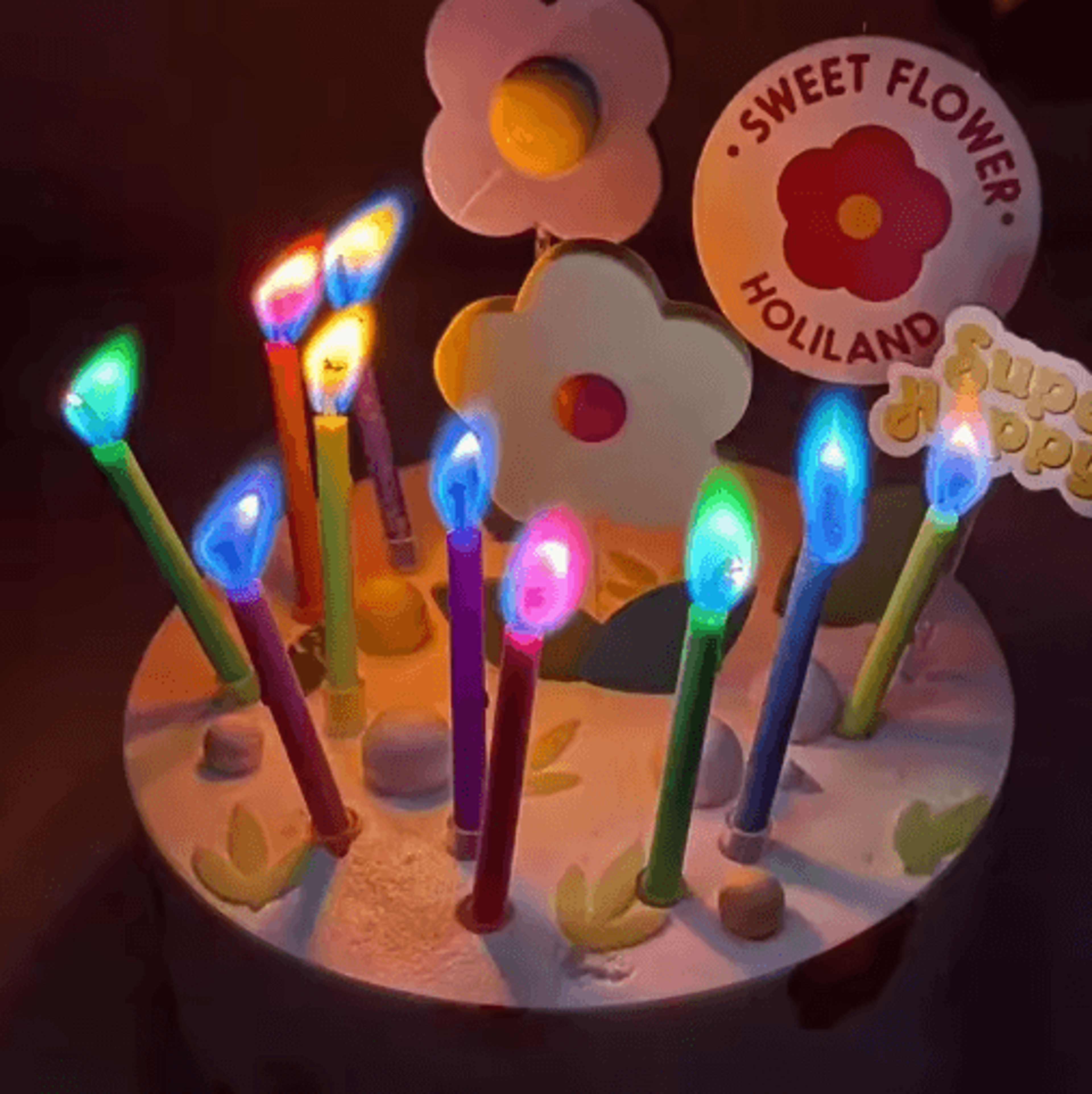 colorful flame birthday candles for cakes and party decor