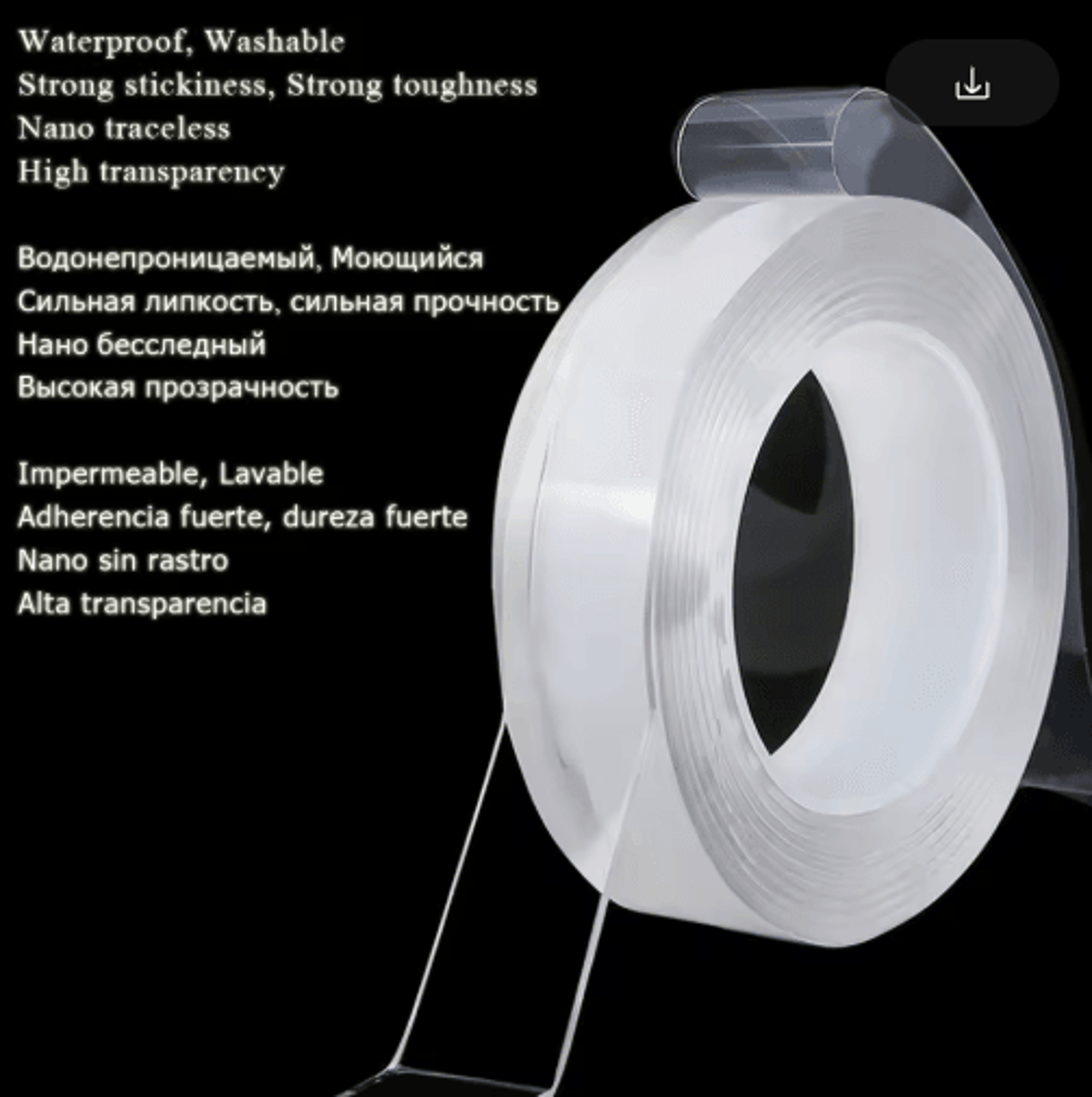 transparent nano double-sided tape for kitchen and bathroom