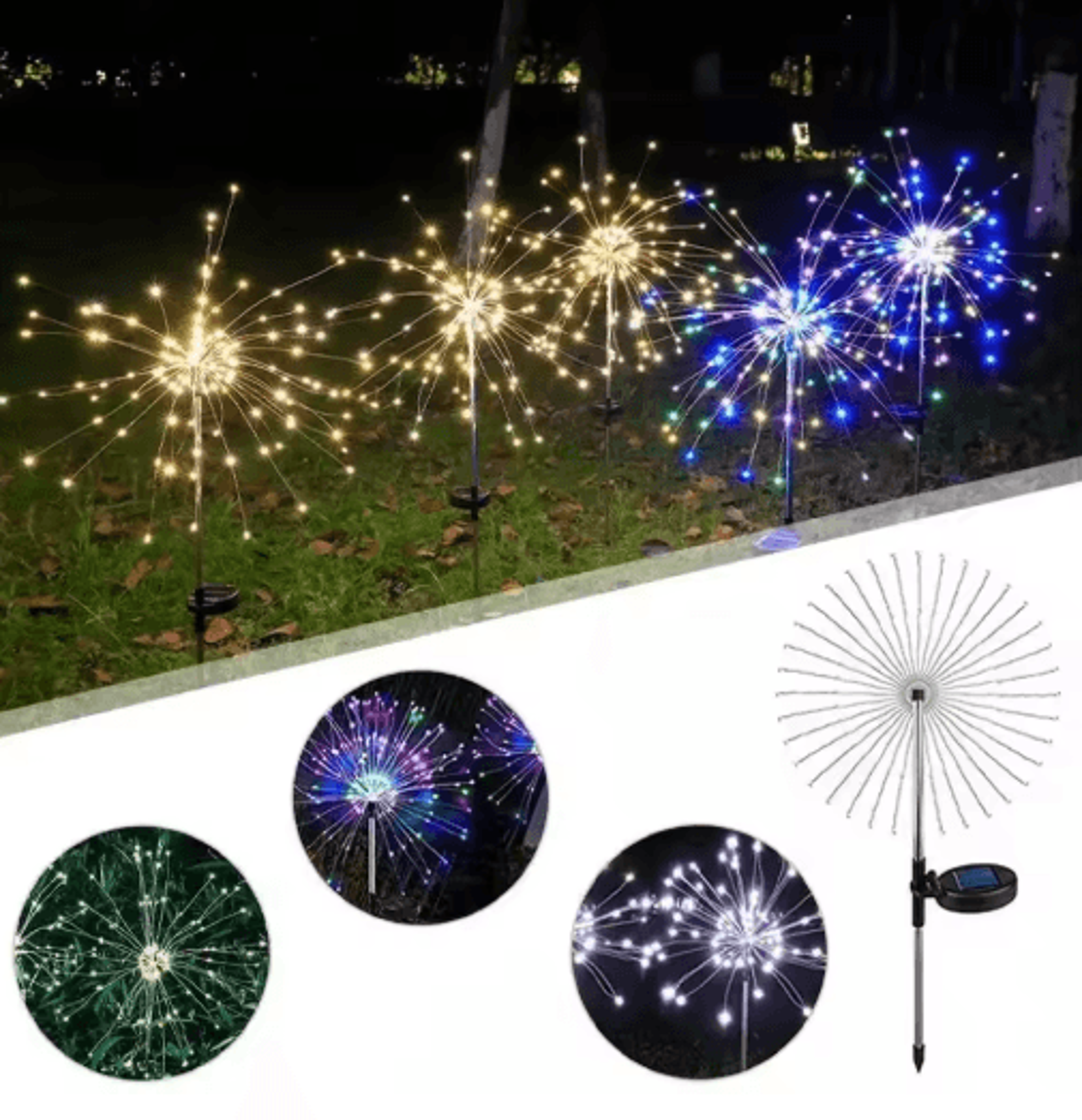 outdoor solar led firework lights for garden and lawn decor