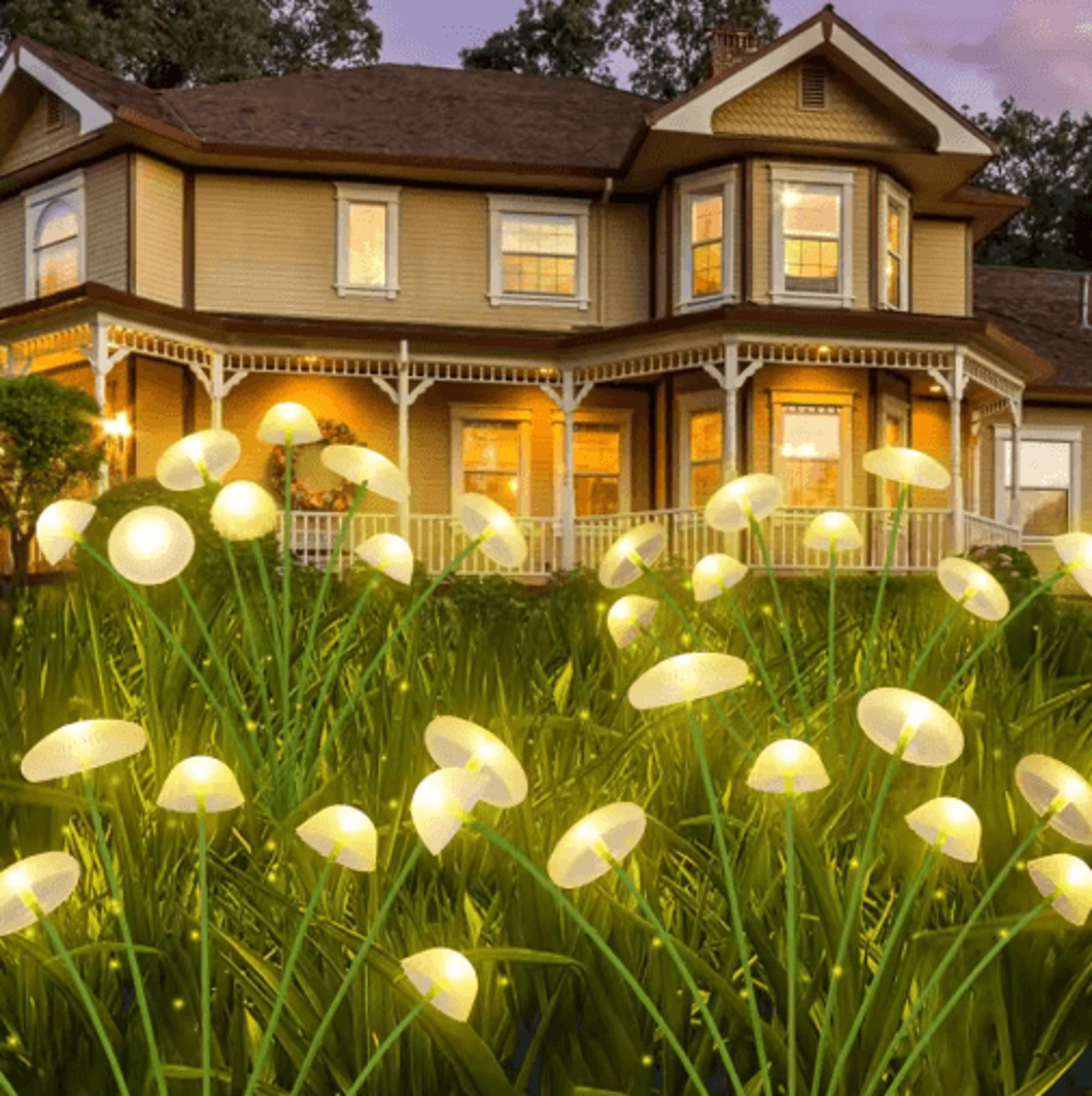 solar mushroom led garden light with dual lighting modes