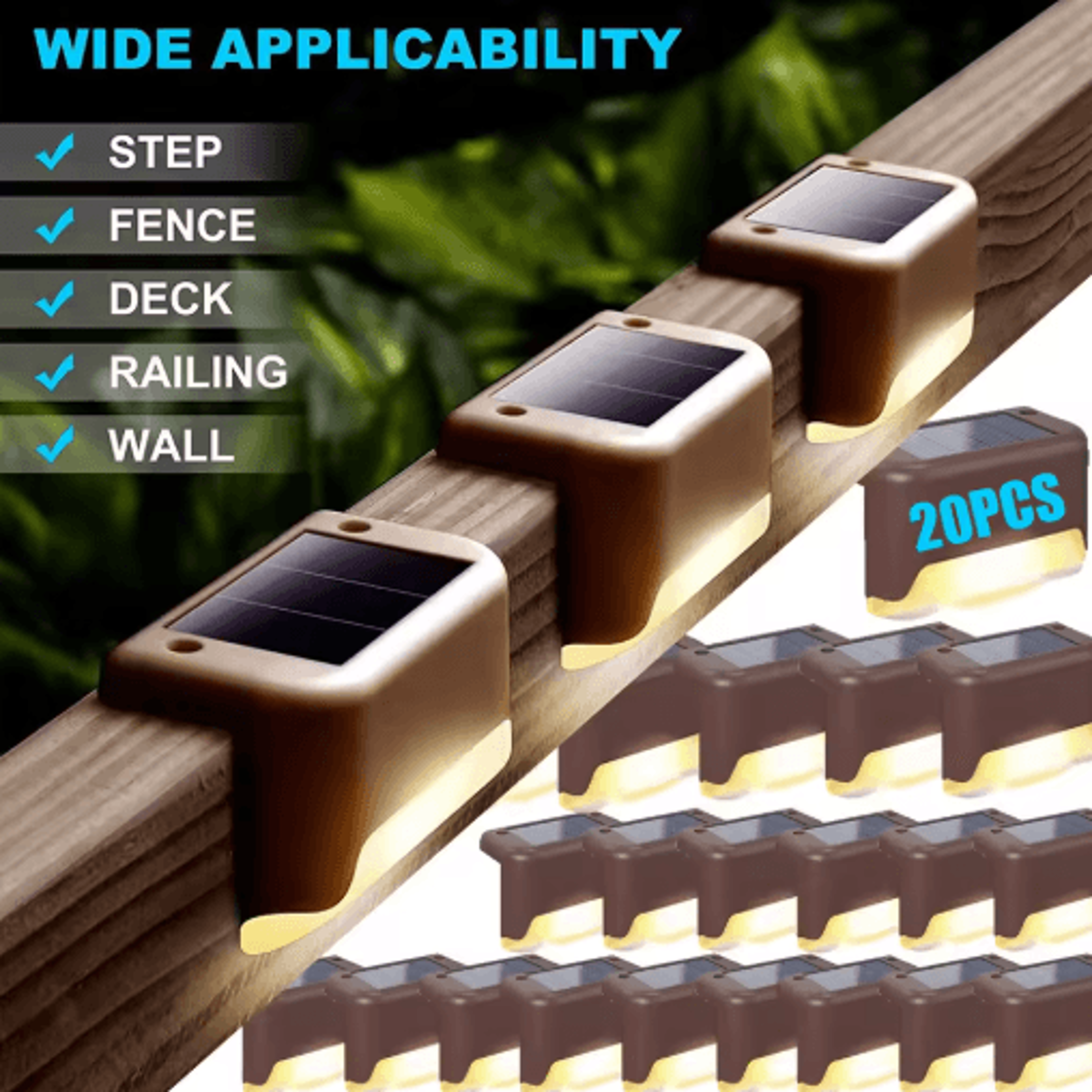 1–20pcs solar deck lights for stairs, fences and pathways