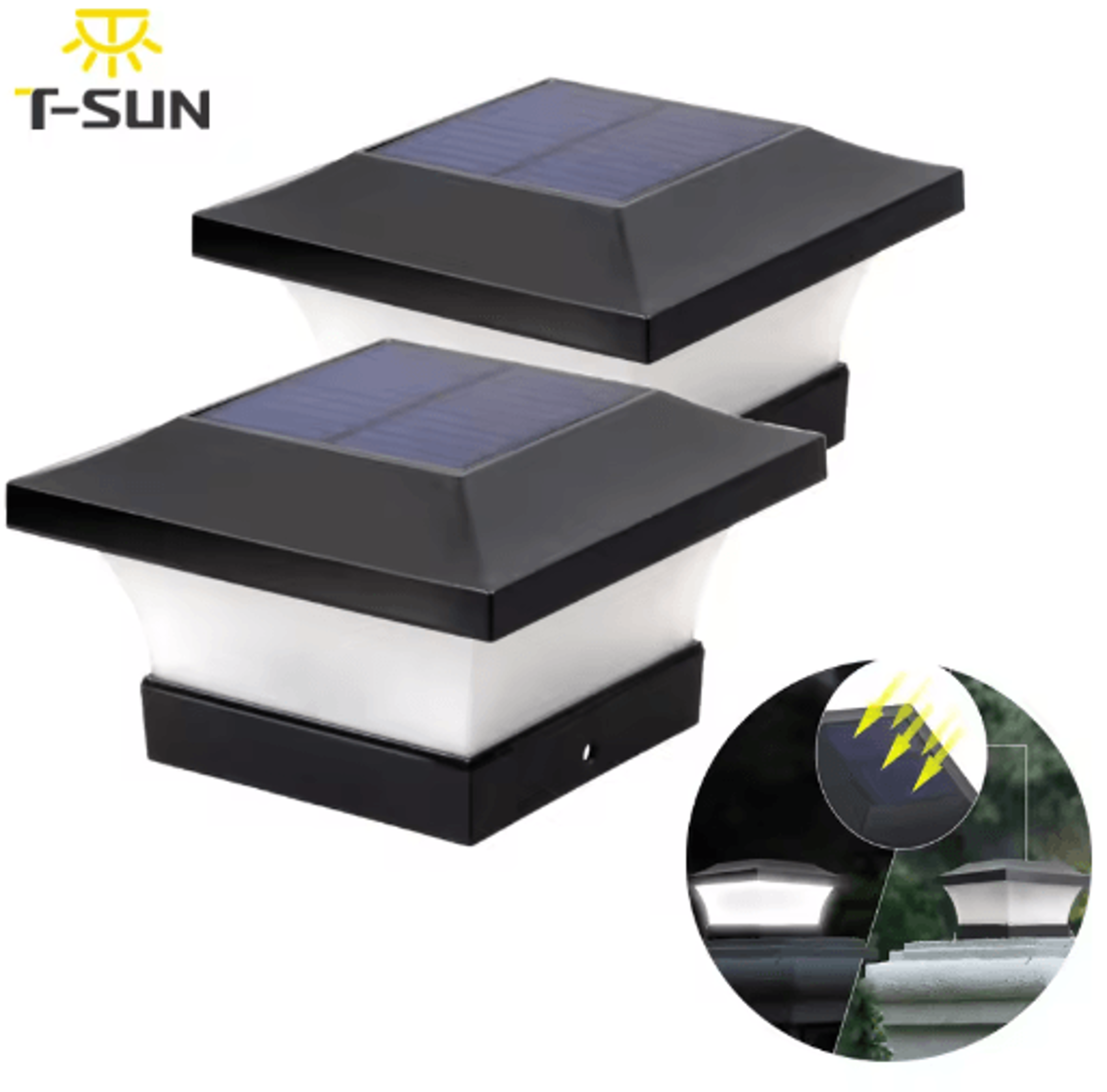 2-piece solar fence lights for garden, gate and wall decor