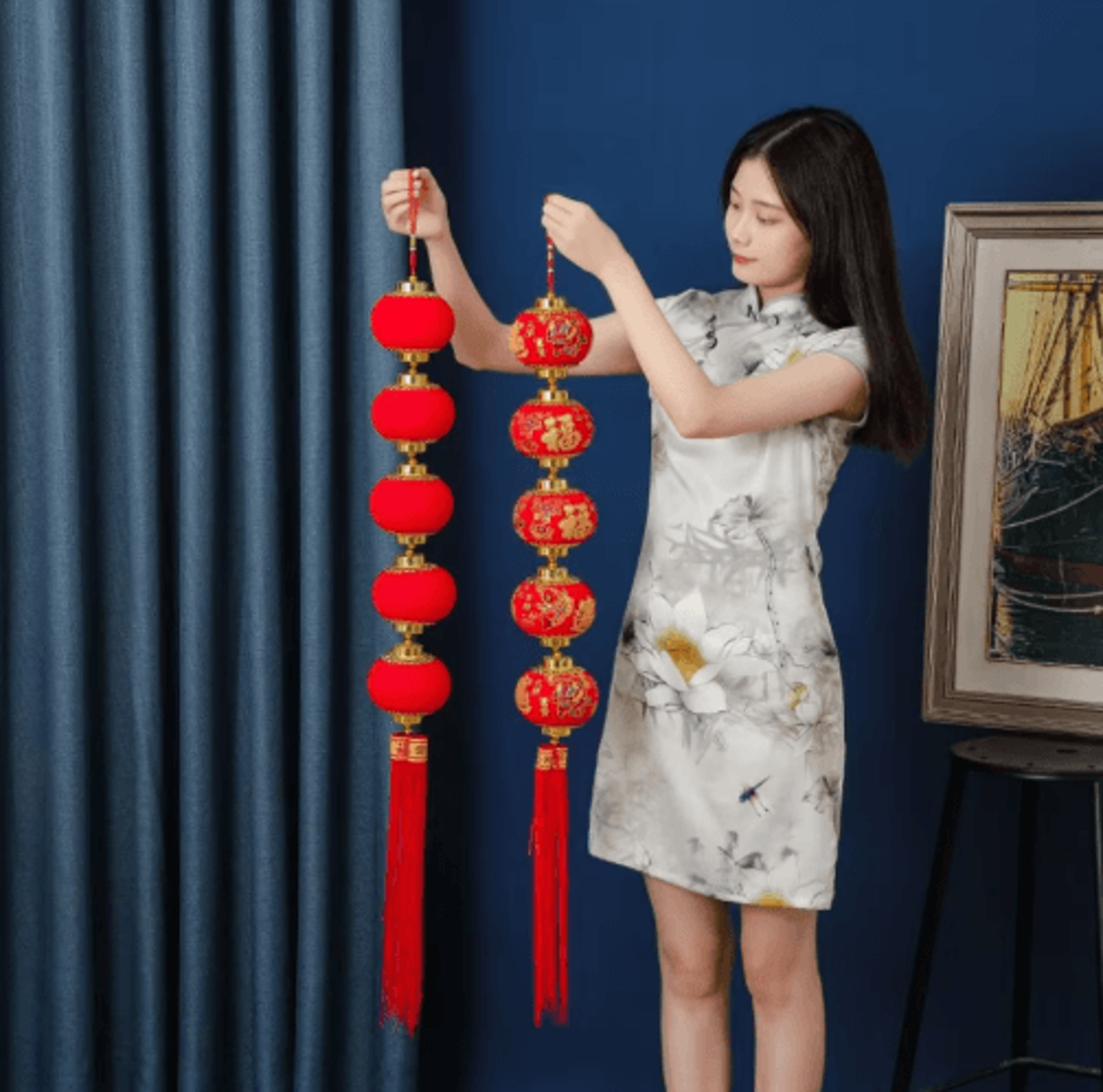 chinese new year lantern string hanging pendant decoration