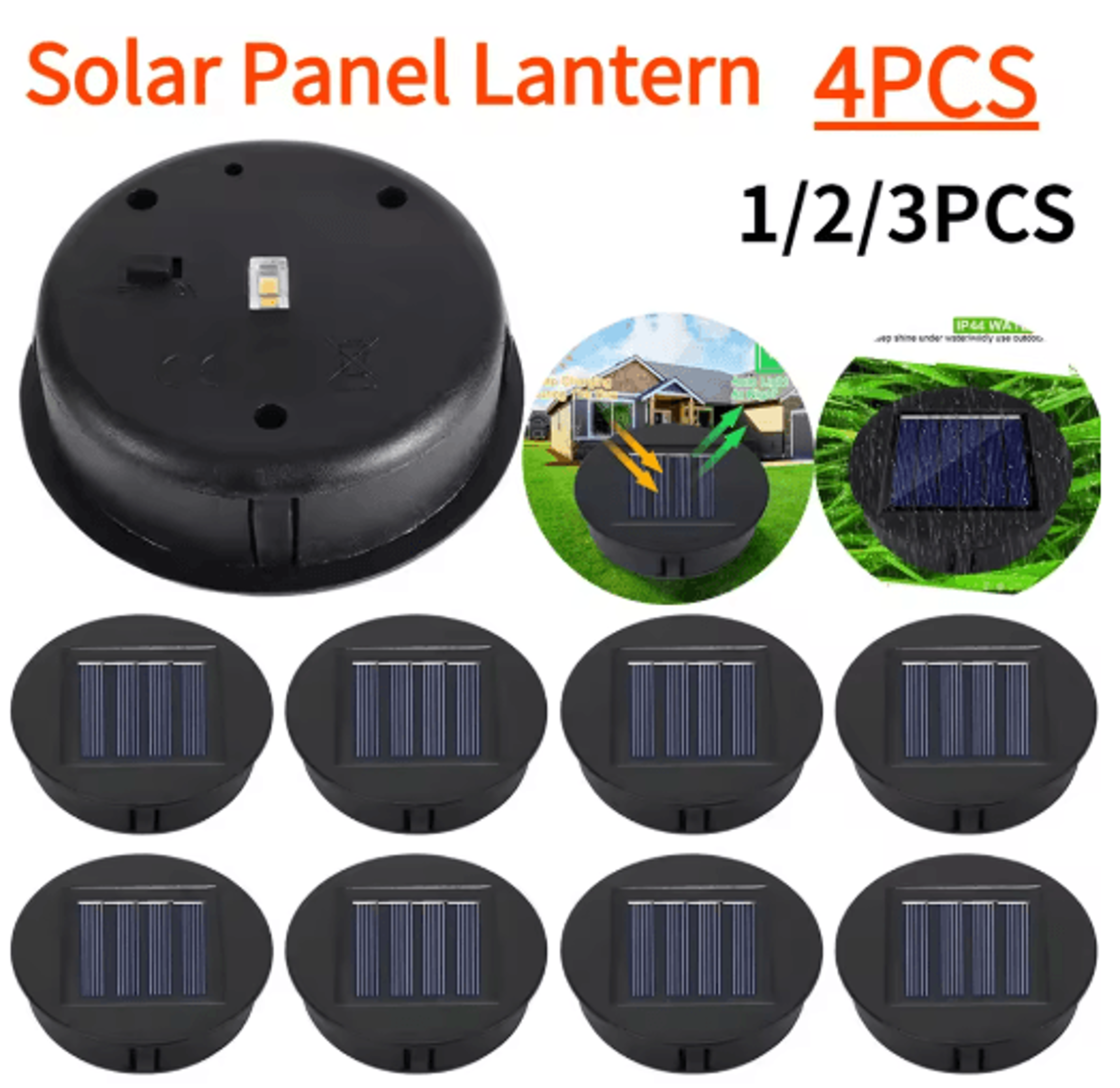 1–4pcs 8cm solar lantern replacement top with led light