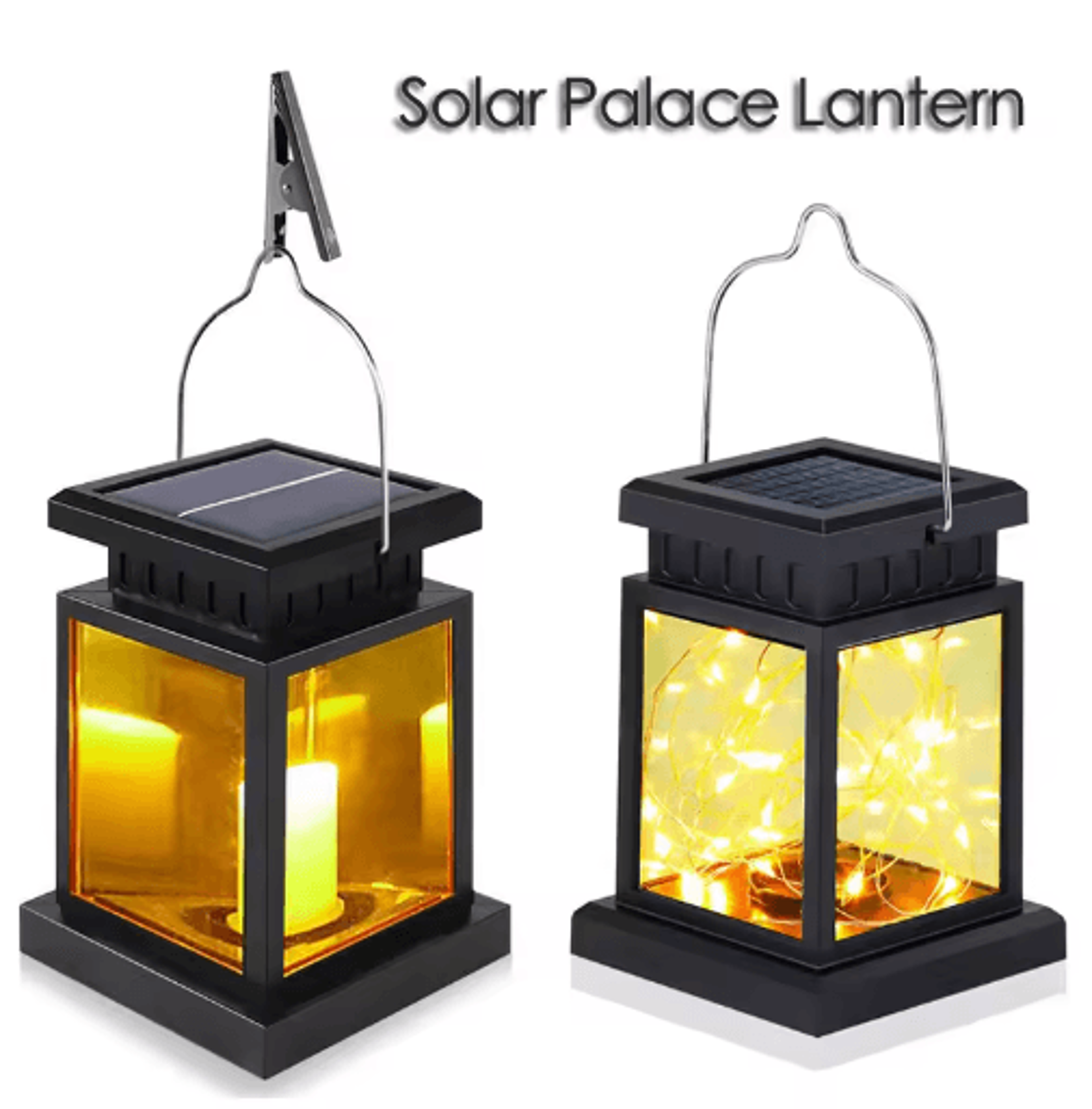 retro solar hanging lantern with candle-style garden light