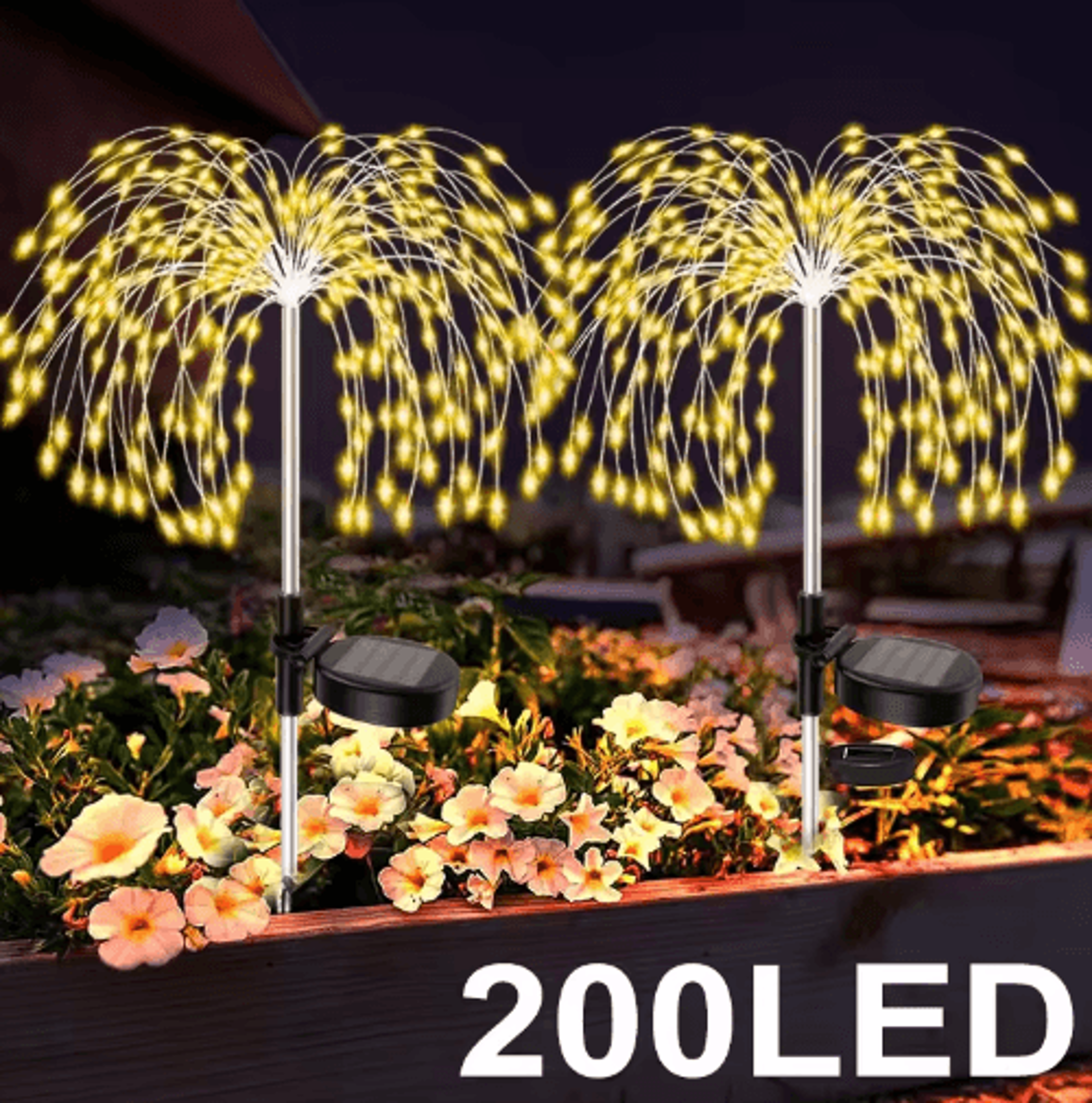 200-led solar firework lights for outdoor garden decor