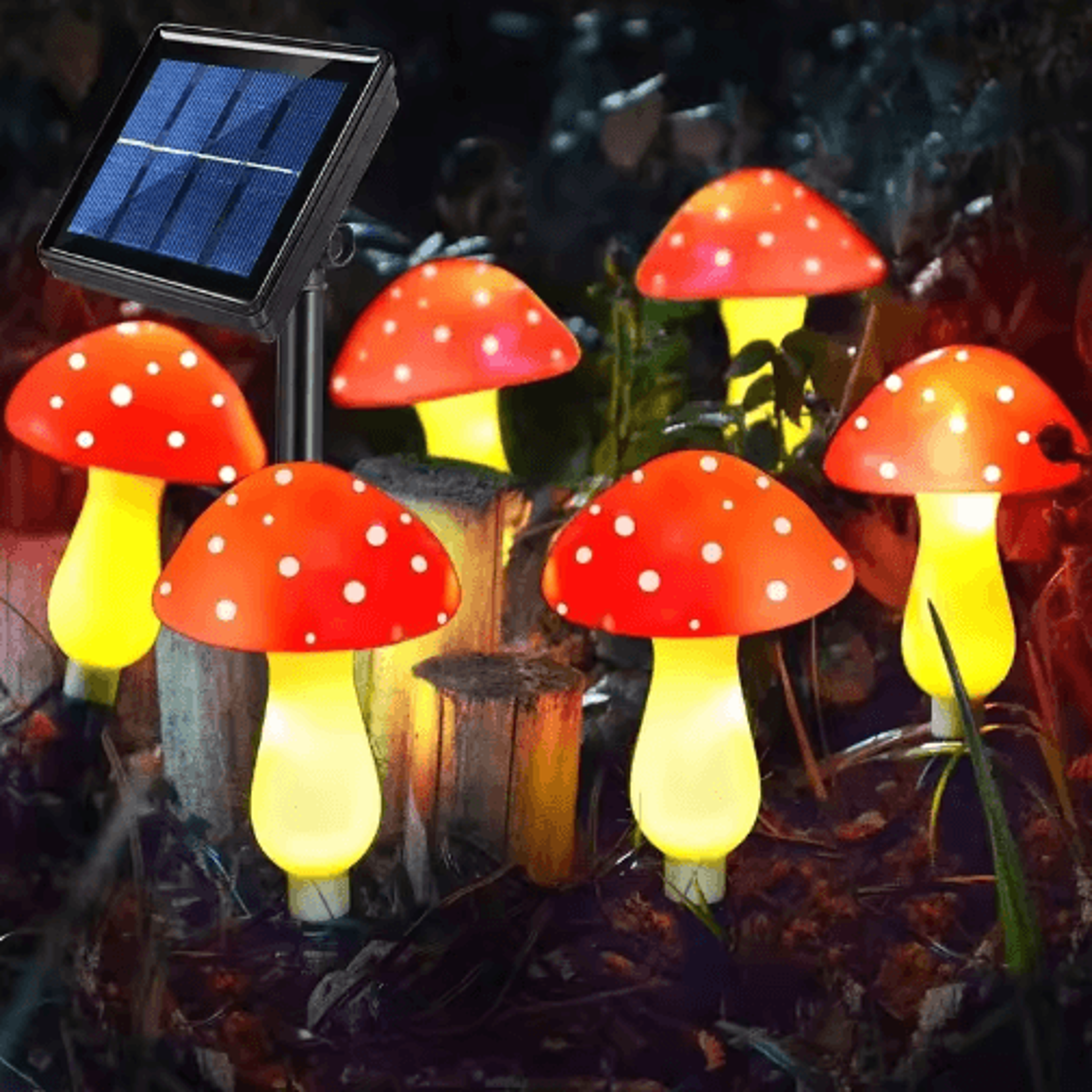 solar mushroom path light with 8 led lighting modes