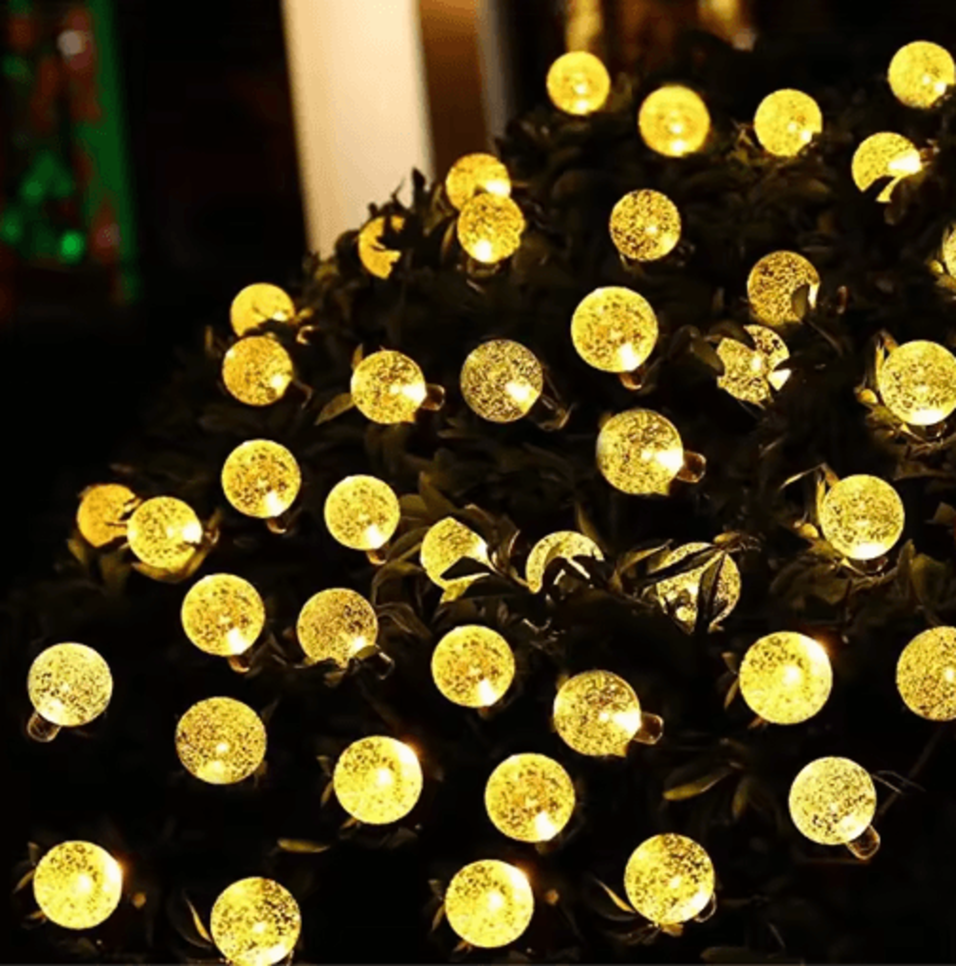 10m solar led crystal ball string lights for outdoor decor