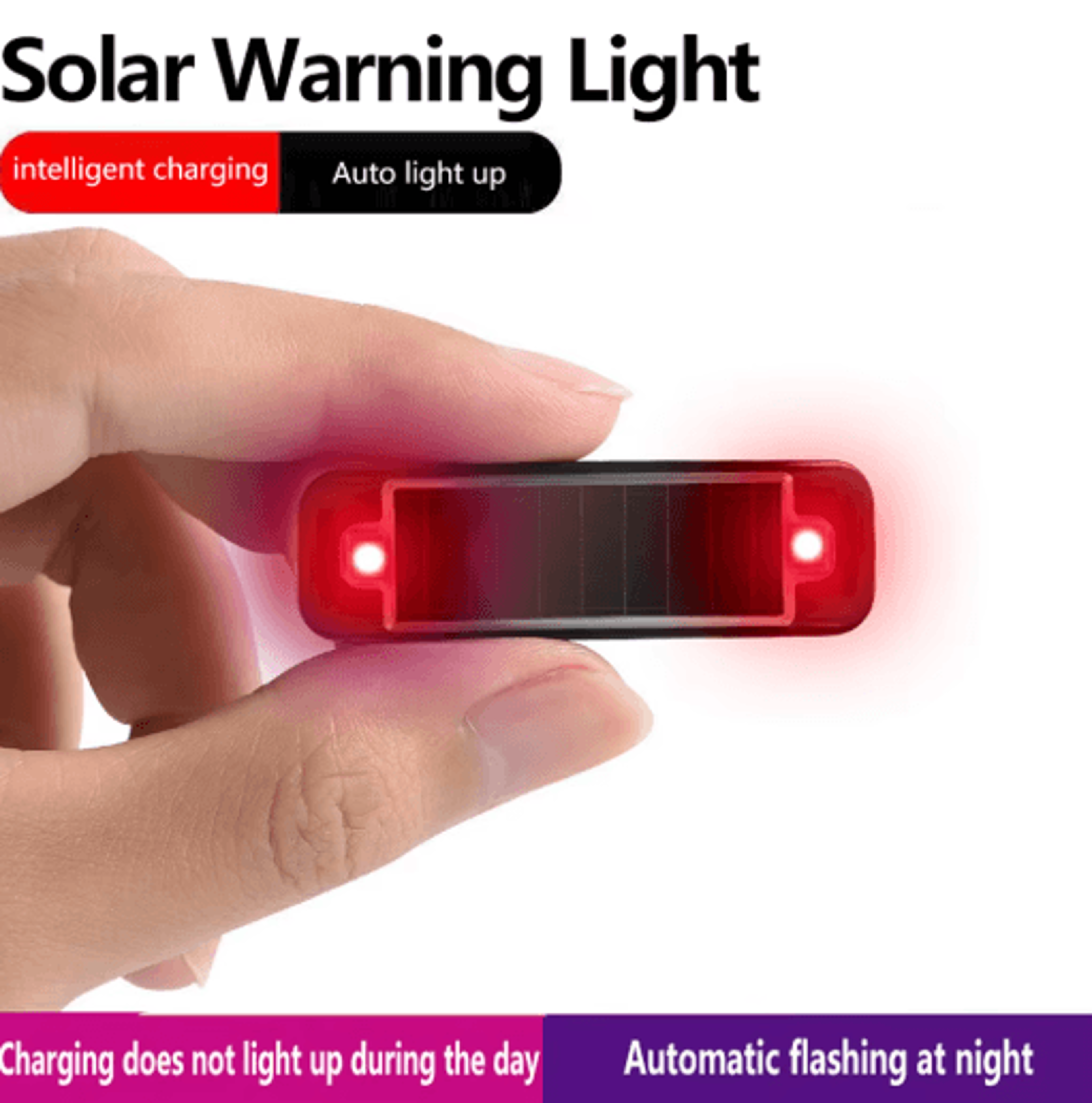 mini solar led car simulated alarm warning light