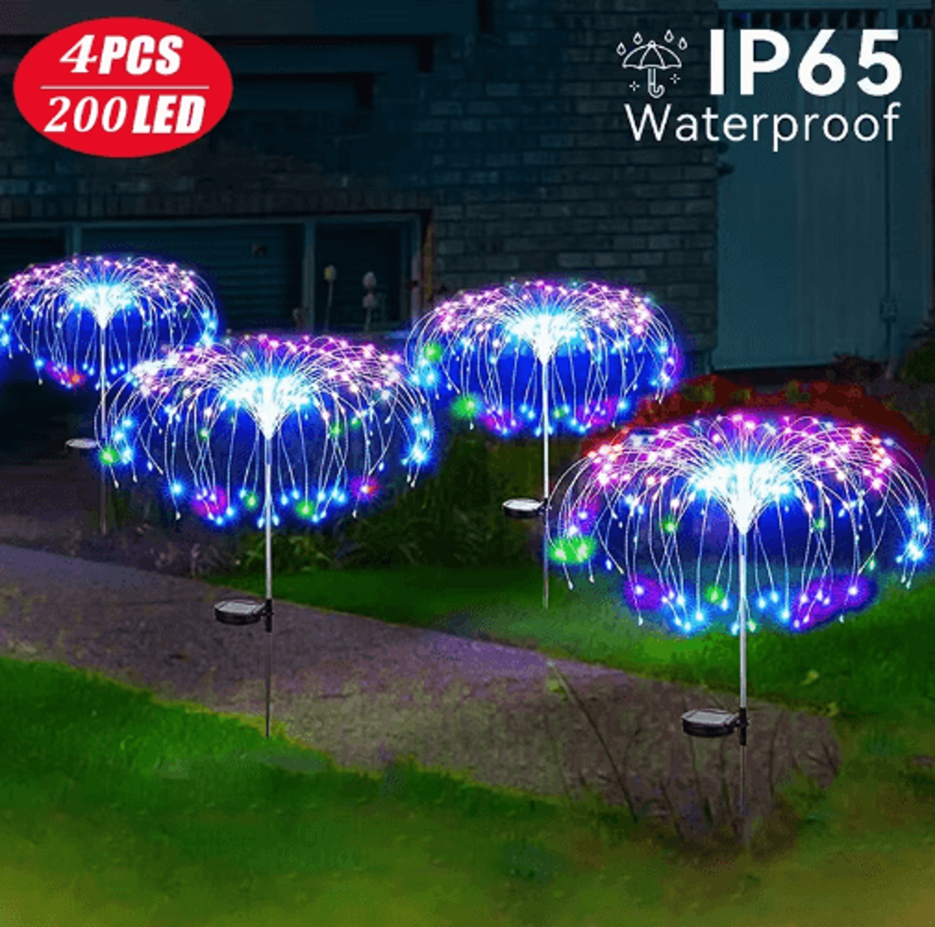 200-led solar dandelion globe light for garden and lawn