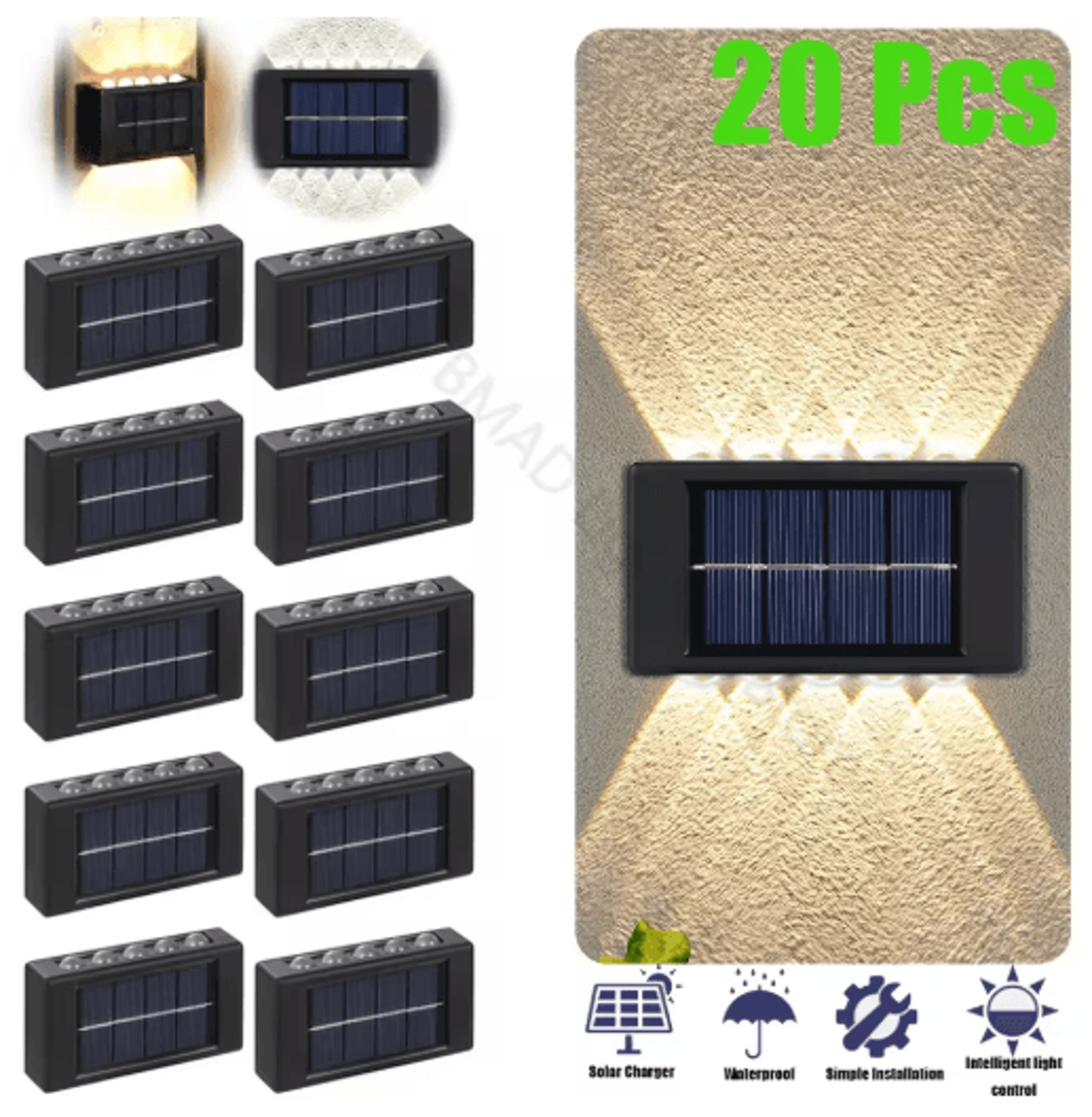 10-led solar up and down outdoor wall light