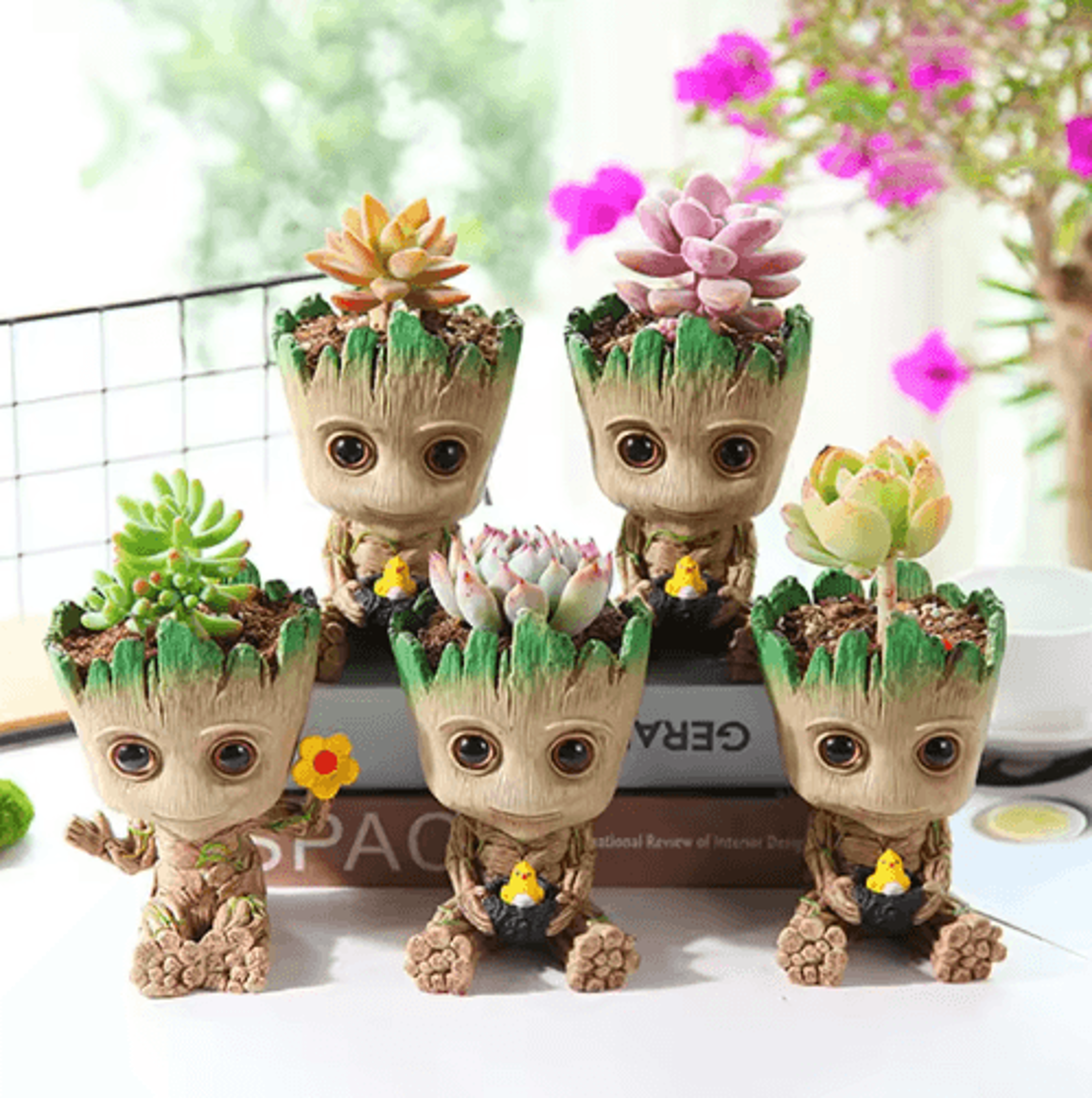 groot-inspired character planter and pen holder