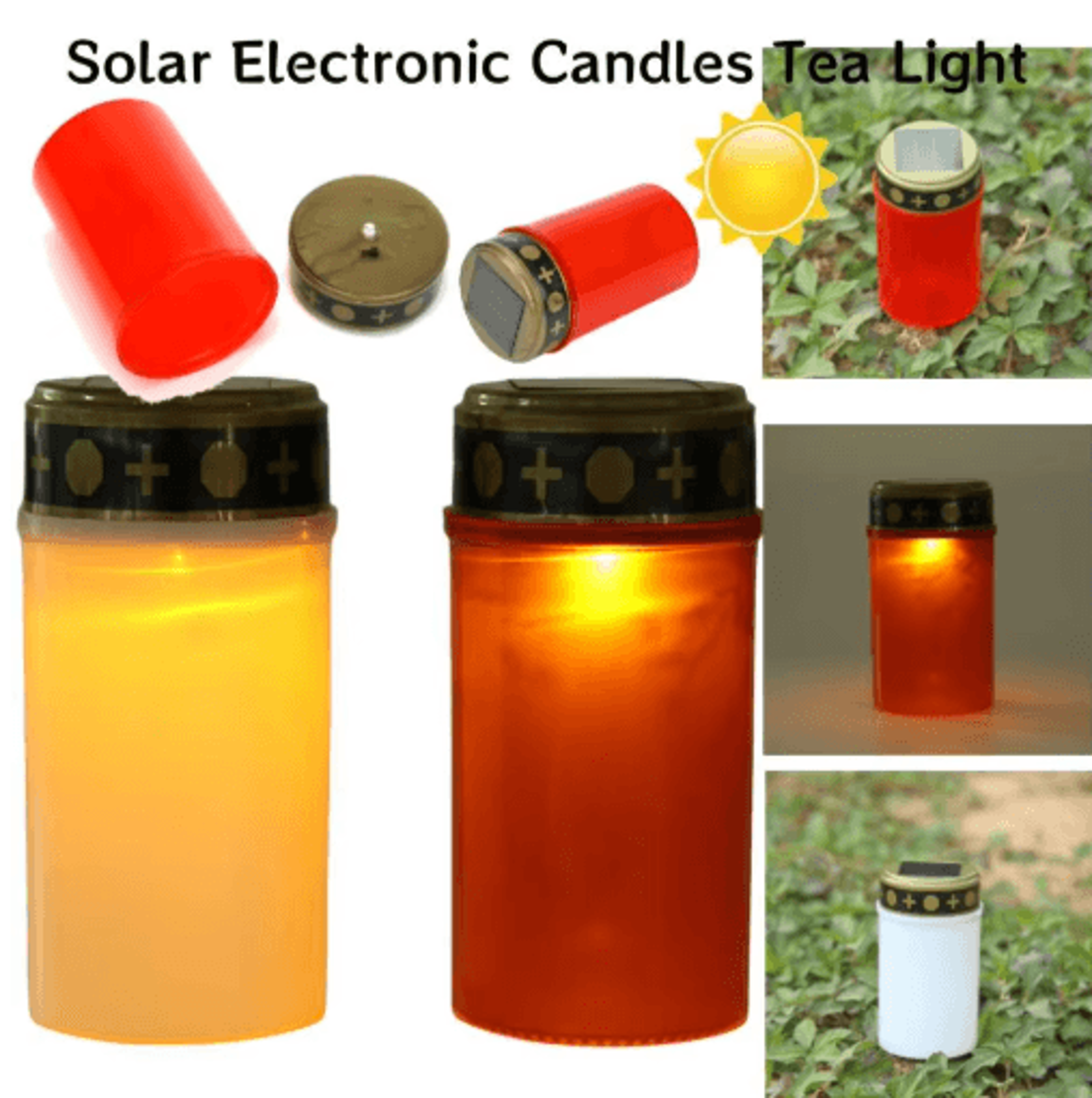 solar powered flameless led candle light for memorial and outdoor decor