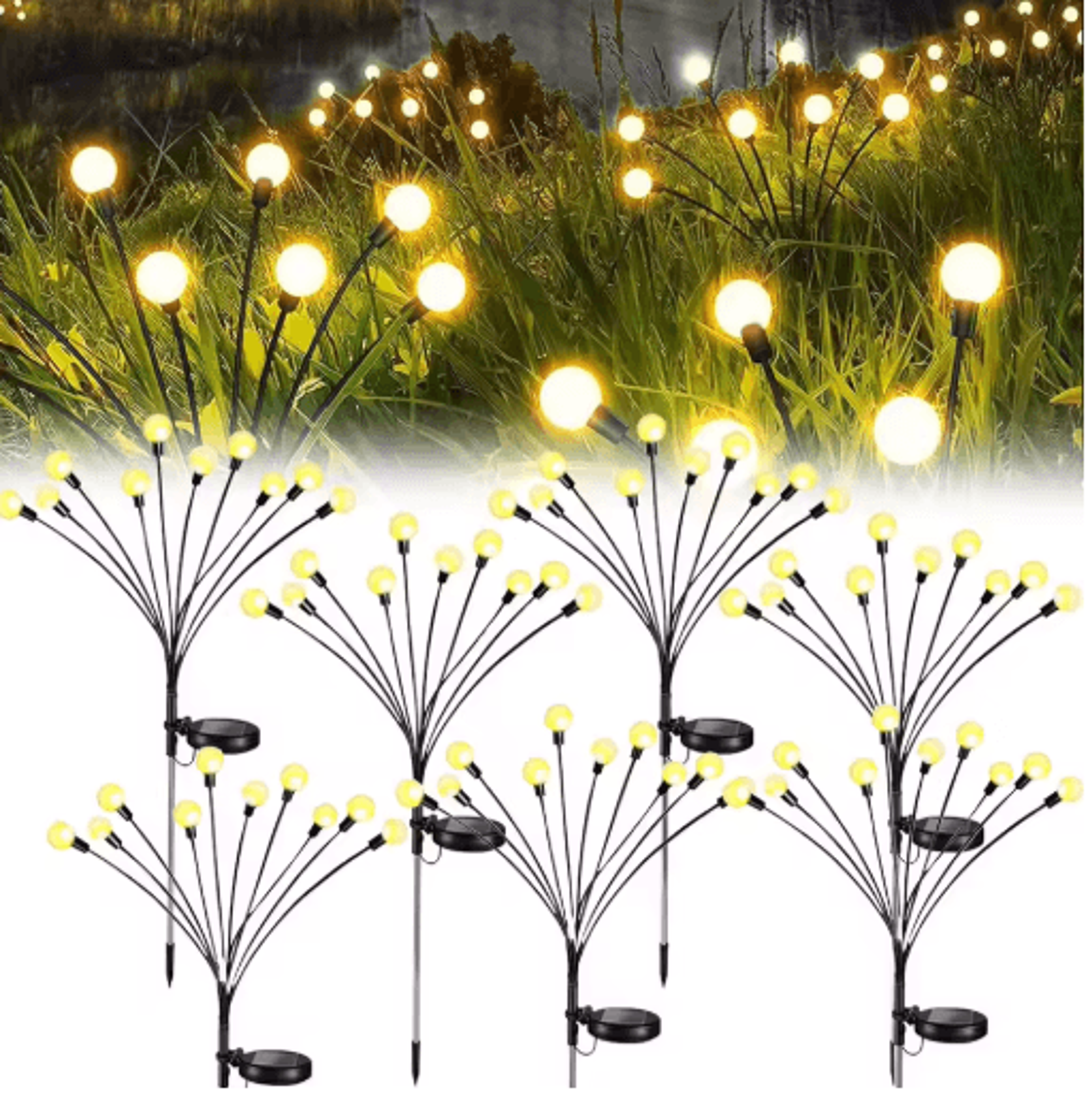 10-led solar firefly lights swaying outdoor garden decor