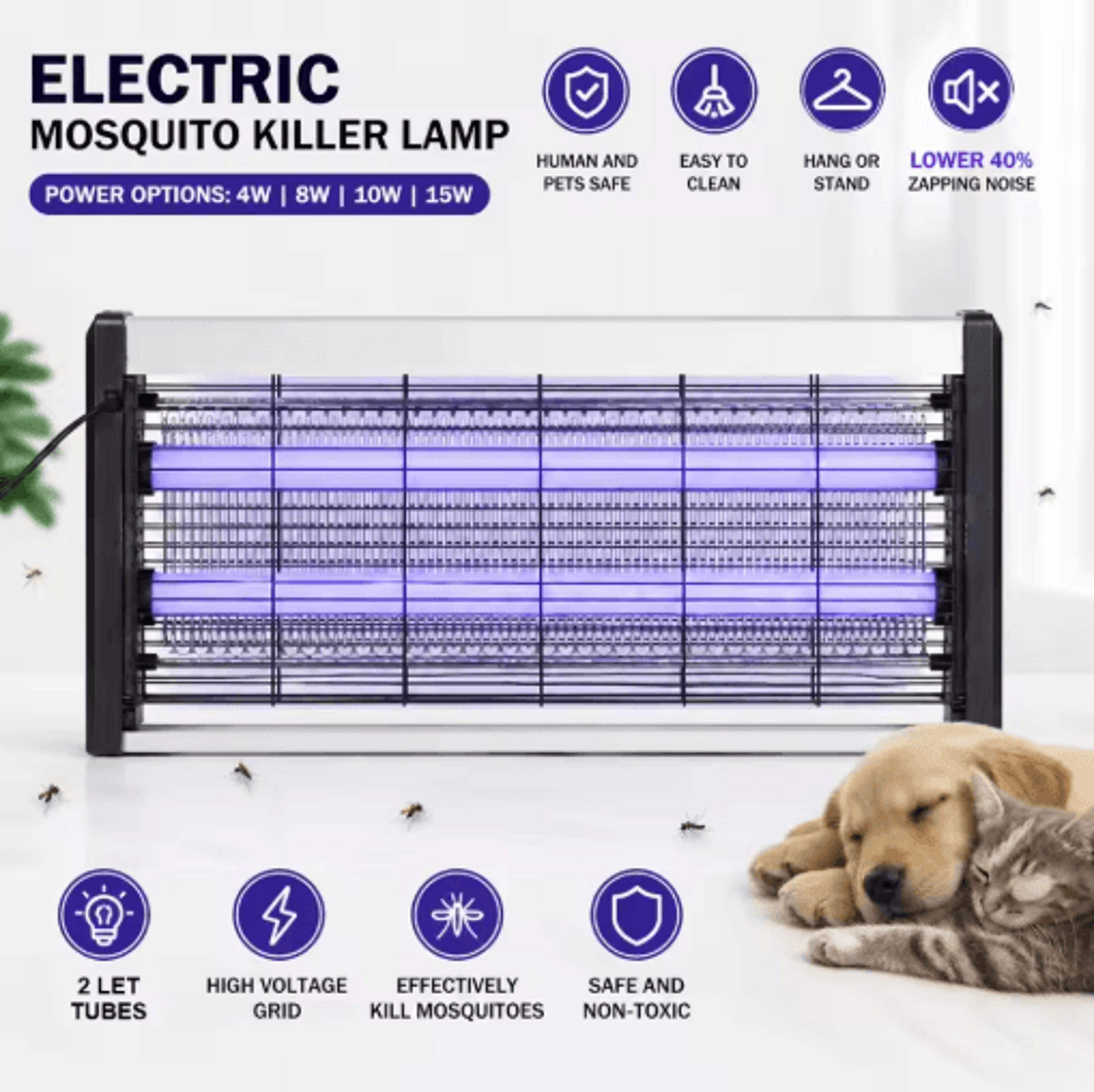 electric mosquito killer lamp with led bug zapper grid