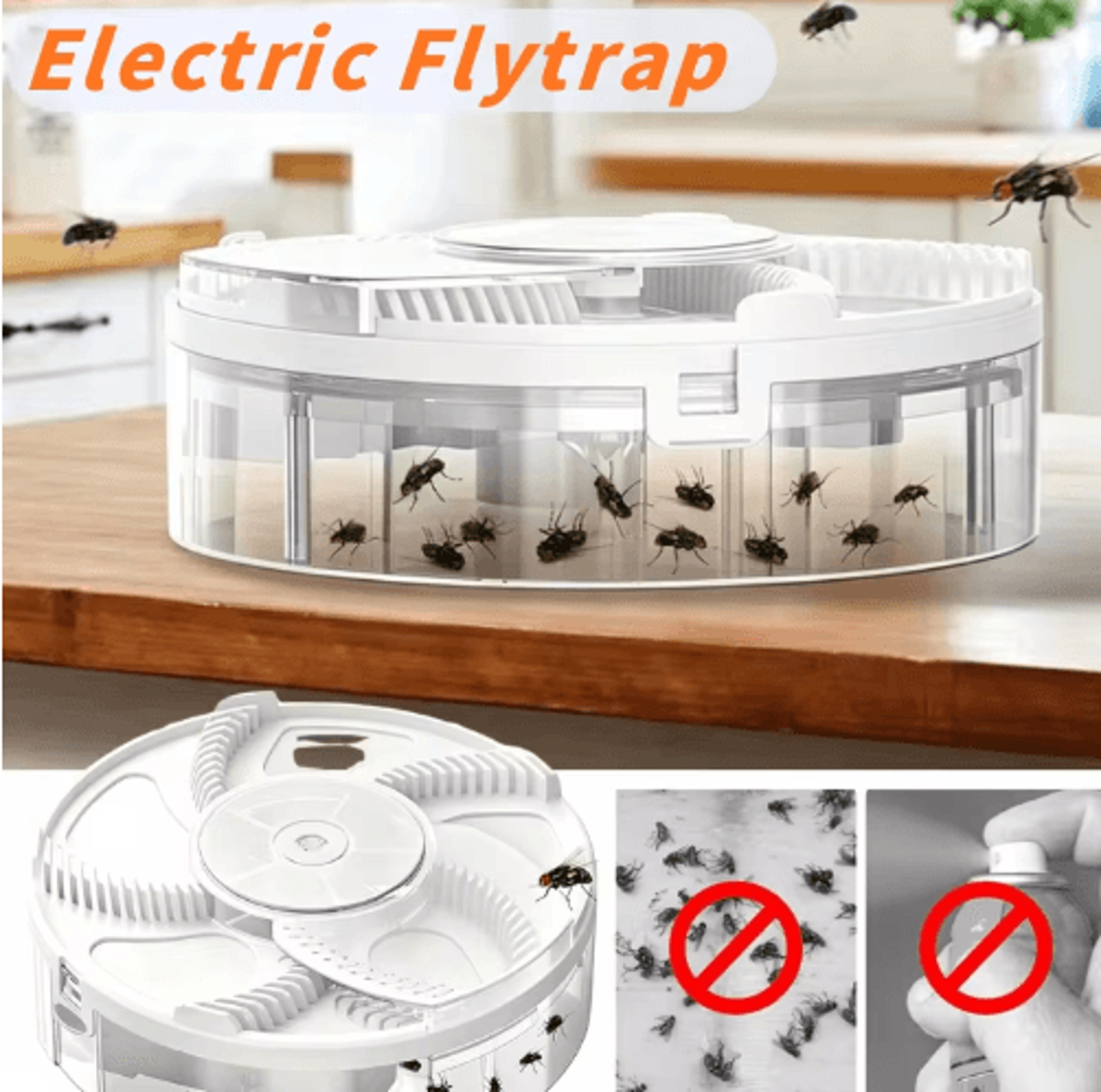 automatic rotating electric fly trap usb rechargeable insect catcher